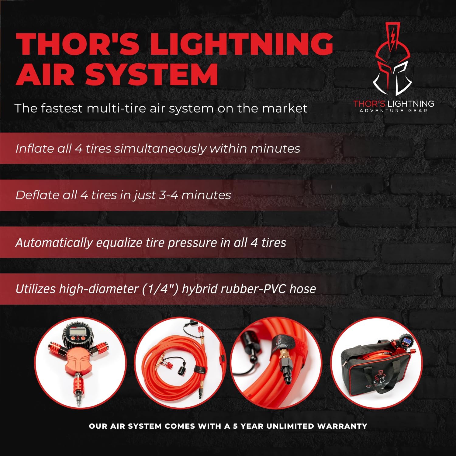 Thors Lightning Rapid 4-Tire Inflation/Deflation System, Dynamo Lock-On Air Chucks, High Flow, Candy Blue, Full-Size