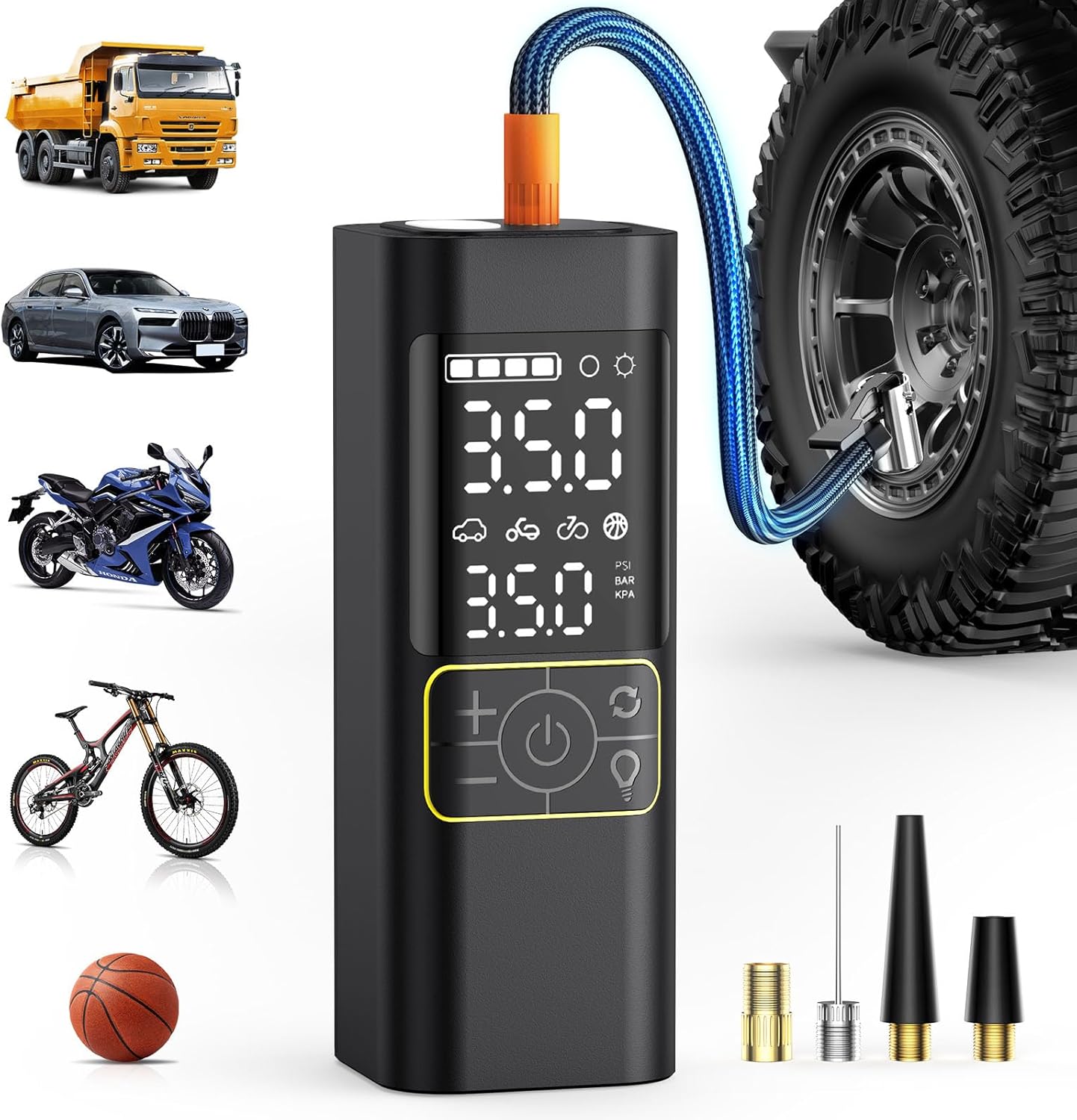 tire inflator Portable air Compressor Yellow