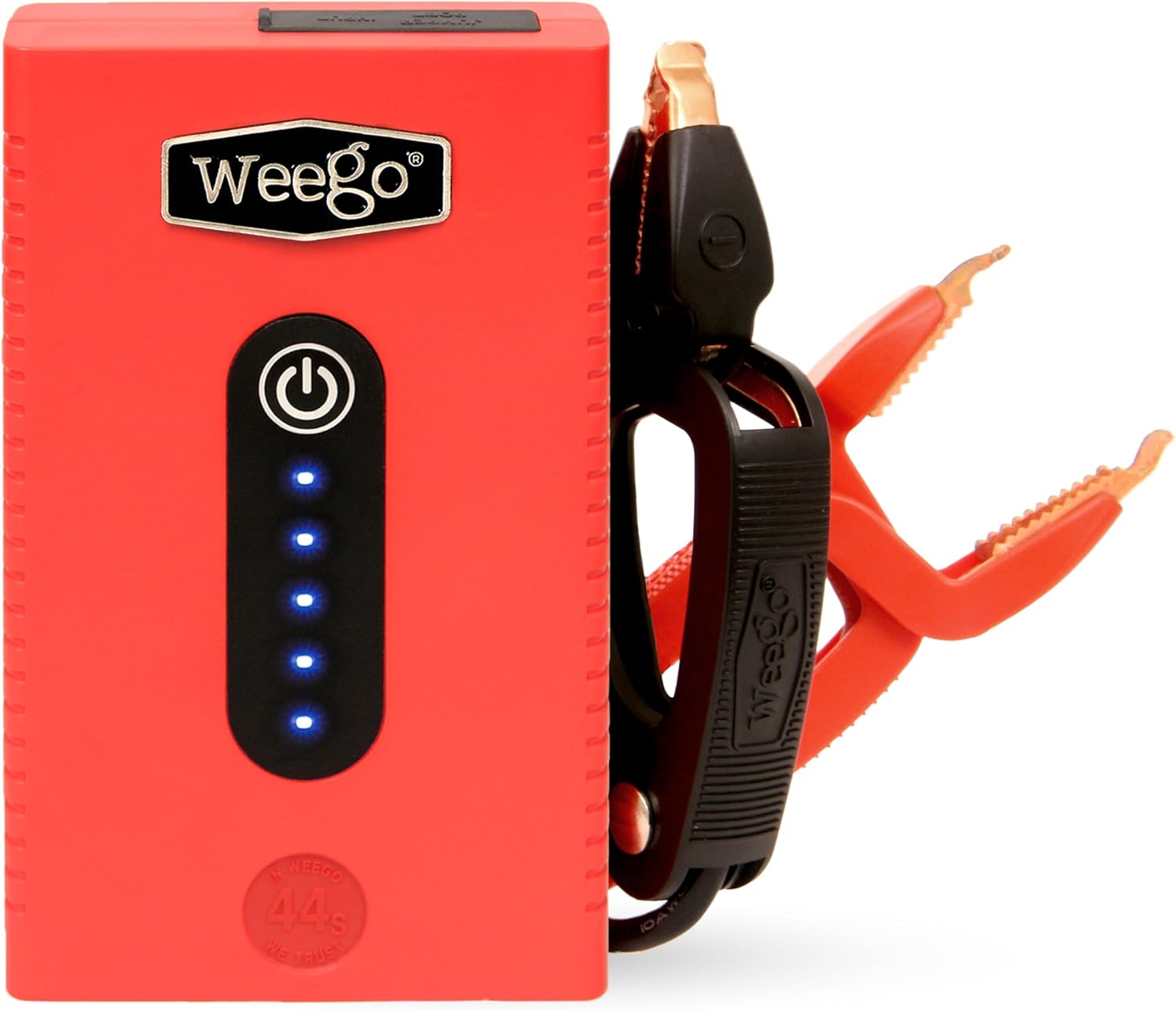 Weego 44S, 2100 Peak Amp / 440 Cranking Amp Jump Pack for 7-Liter Gas and 3.5-Liter Diesel Engines, 12-Volt Portable Car Jump Starter, Patented Jumper Cables with Battery Pack, Orange (N44S)