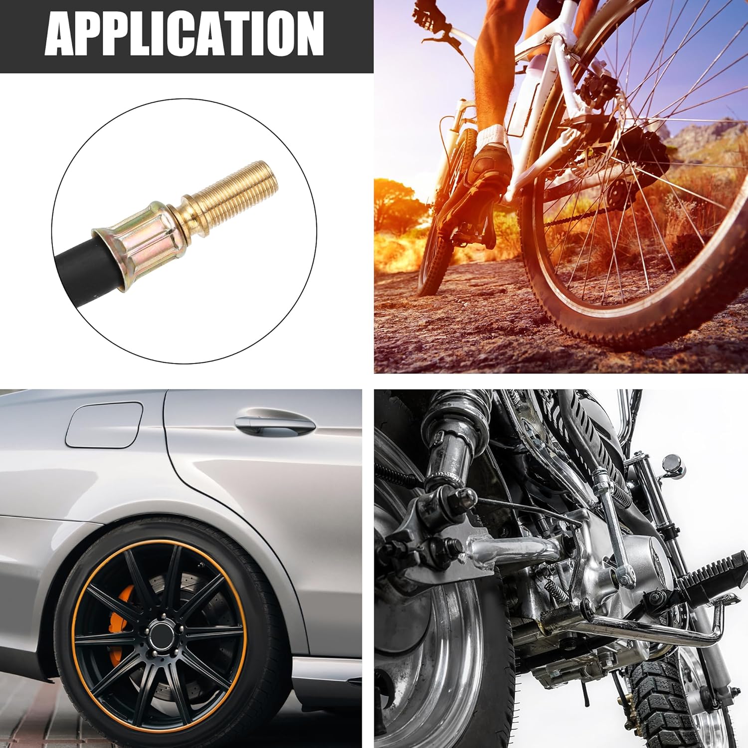 X AUTOHAUX 2pcs 10cm 4 Tire Valve Stem Extension Inflator Extender Hose Universal Fit for Car Motorcycle Bicycle