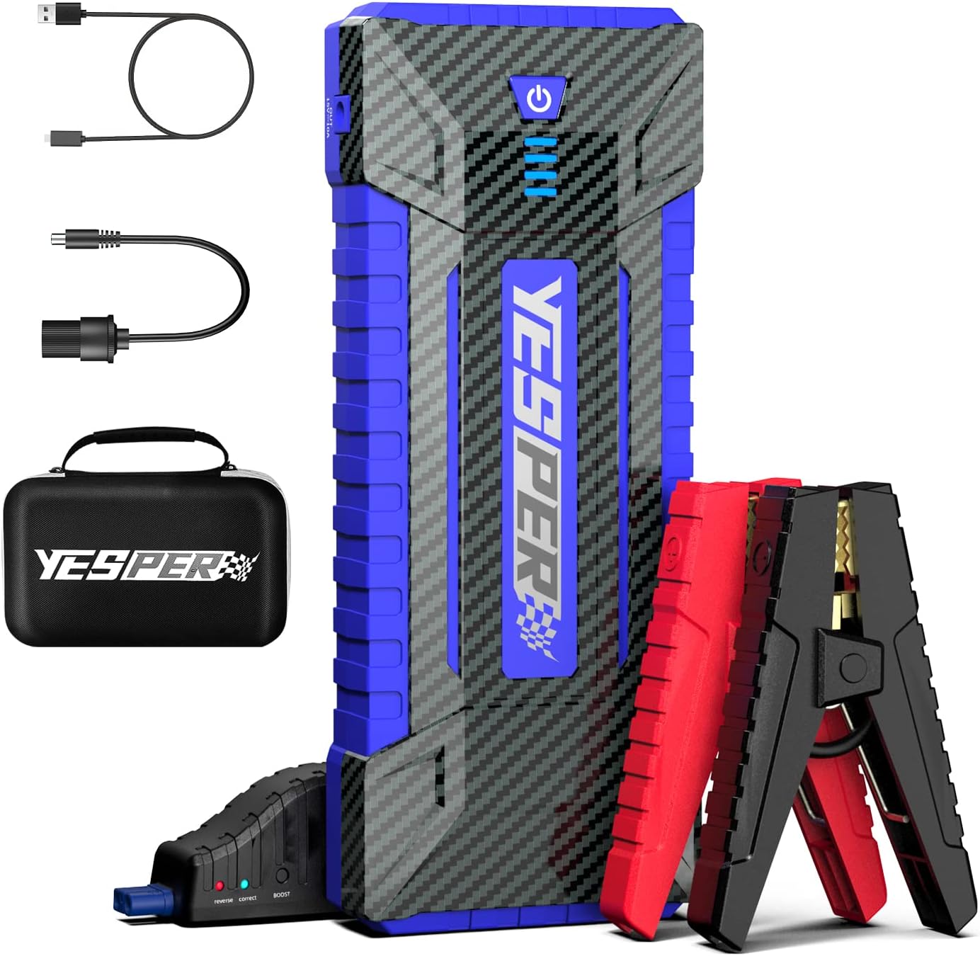 YESPER 2160A Car Jump Starter Portable，Battery Jumper Booster Pack, Boost Jump Box for Most 12V Vehicle (Up to 9.0L Gas/7.0L Diesel Engine), DSLI Safe Tech, PD 15W Fast Charge  DC 15V Port