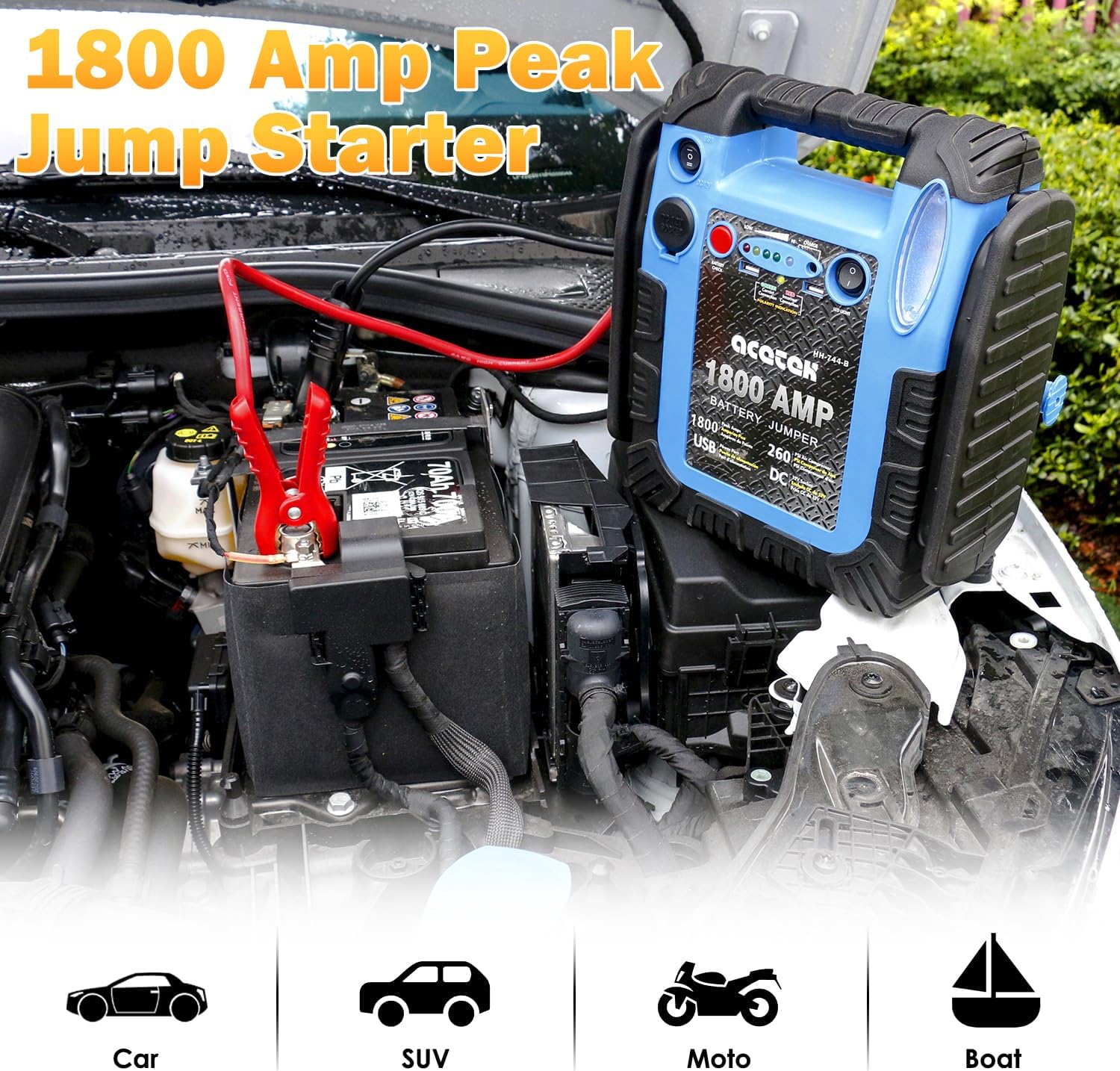 1800 Amp Jump Starter with Air Compressor, 20000 mAh 12V Auto Lead-Acid Battery Booster and 2 Pack Seat Gap Filler Organizer