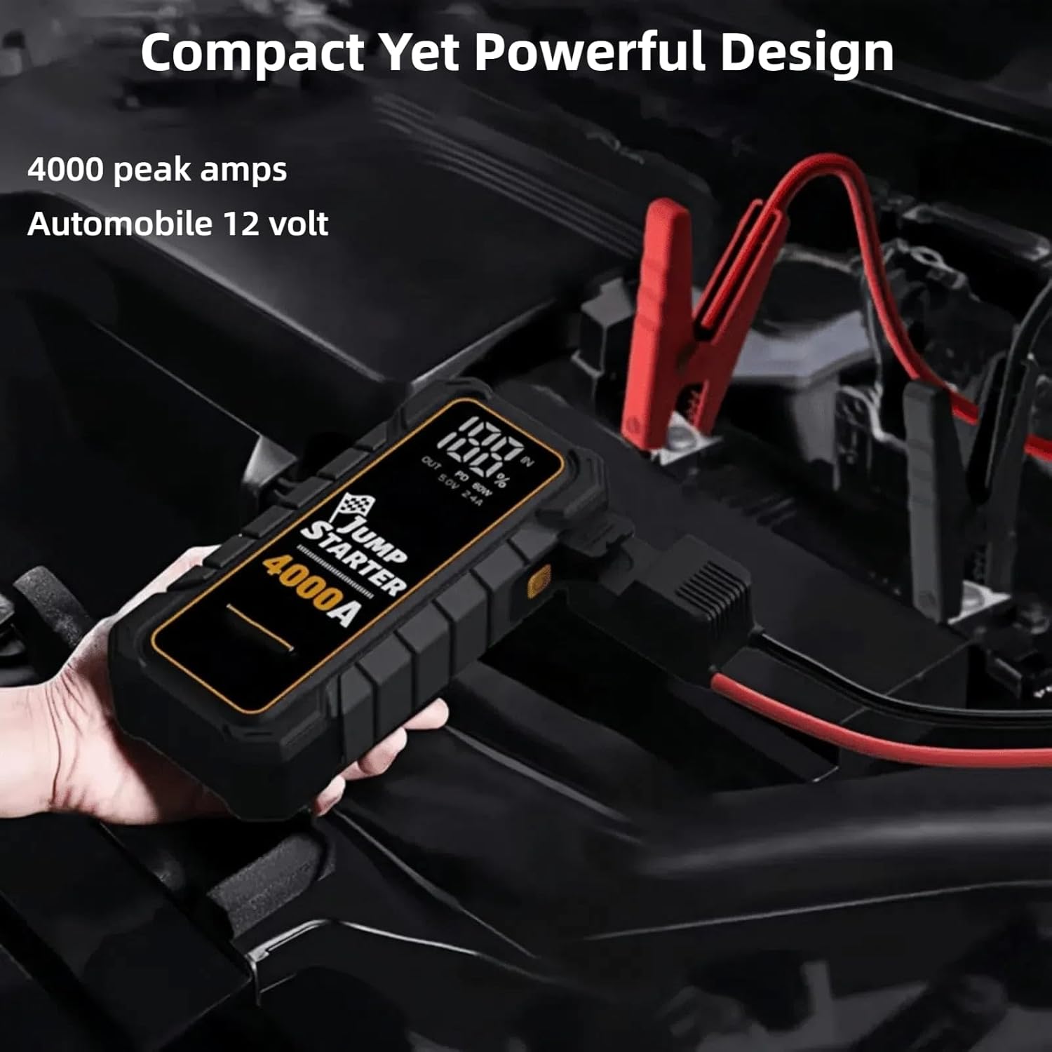 20000mAh 12V Car Battery Jump Starter,UltraSafe Battery Charger,Jump Pack,Battery Booste,with 2 USB Ports and LED Flashlight,Portable Jump Box for 10L Gasoline and 6L Diesel Engines