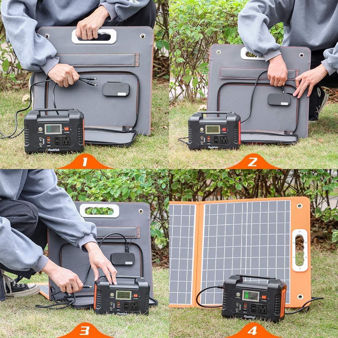 200W Portable Power Station, FlashFish 40800mAh Solar Generator With 110V AC Outlet/2 DC Ports/3 USB Ports, Backup Battery Pack Power Supply for CPAP Outdoor Advanture Load Trip Camping Emergency.