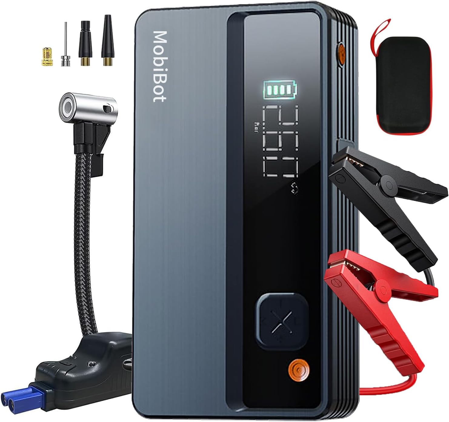 4-in-1 Jump Starter with Air Compressor, Portable Car Battery Charger 1500A Compact Jumper Starter Box Booster Pack up to 6.0L Gas or 3.5L Diesel engine,150 PSI Cordless Tire Inflator Air Pump