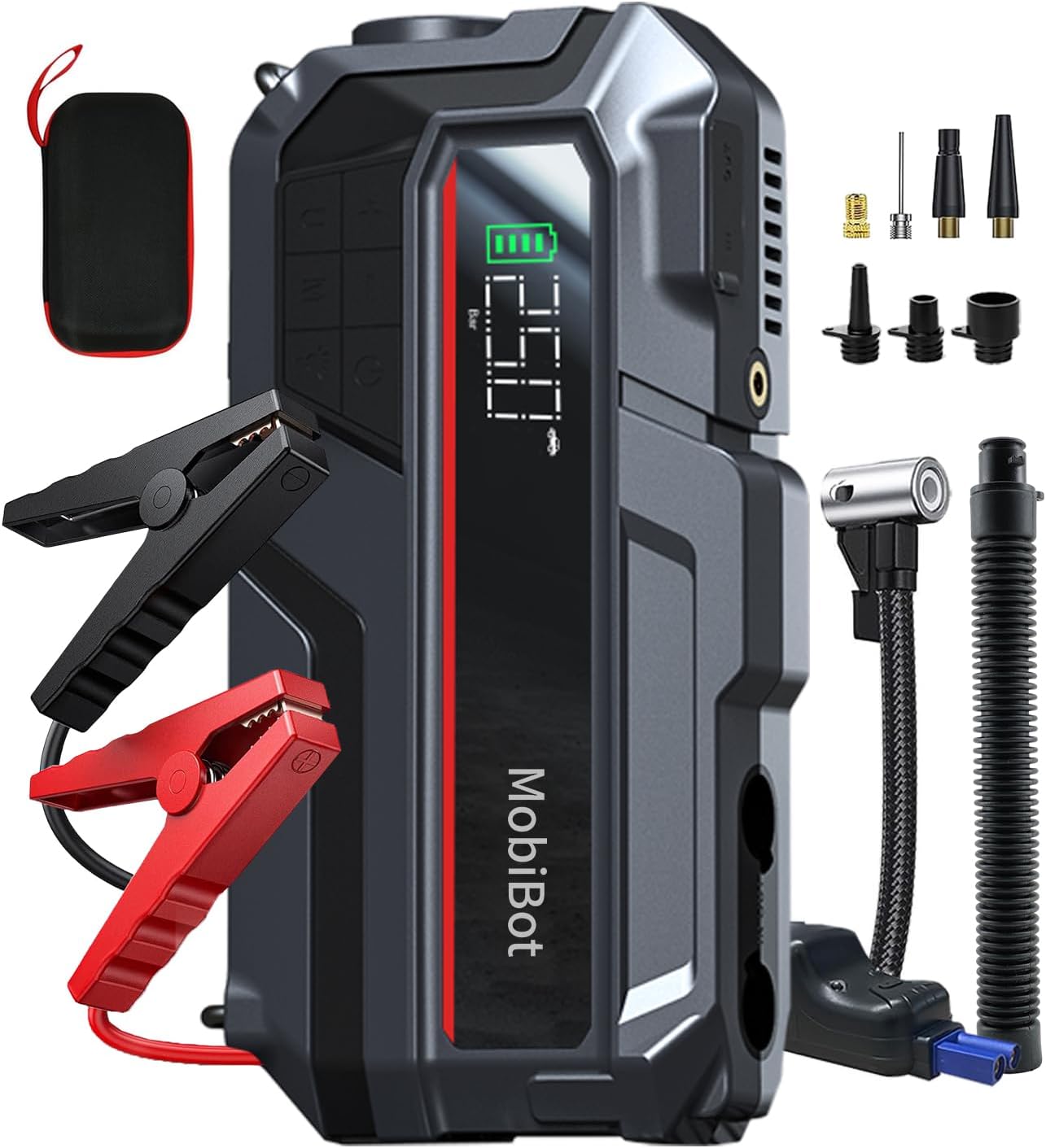 5-in-1 Jump Starter with Air Compressor, Portable Car Battery Charger 2000A Jumper Box Booster Pack up to 8.0L Gas 6.0L Diesel,150 PSI Tire Inflator for car,Quick Fill Air Pump for Inflatables