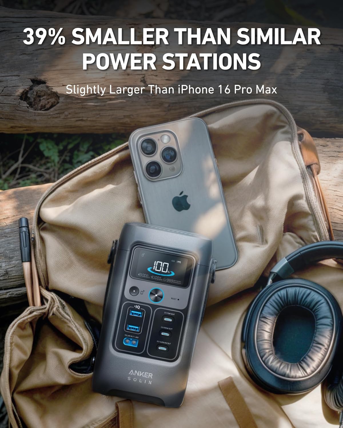 Anker SOLIX C200 DC Power Bank Station (60,000mAh), 192Wh Portable Power Station, LiFePO4 Battery, 200W Solar Generator, for Outdoor Camping, Traveling, and Emergencies (No Wall Charger Included)