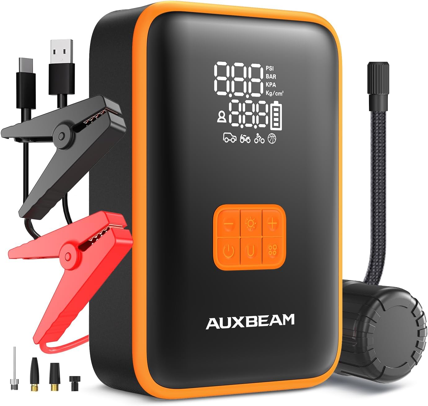 Auxbeam 3500A Car Jump Starter with Air Compressor, 160PSI 12V Jump Starter Battery Pack (8L Gas/4L Diesel, Portable Jump Starter for Car with HD Screen and 3 Lights