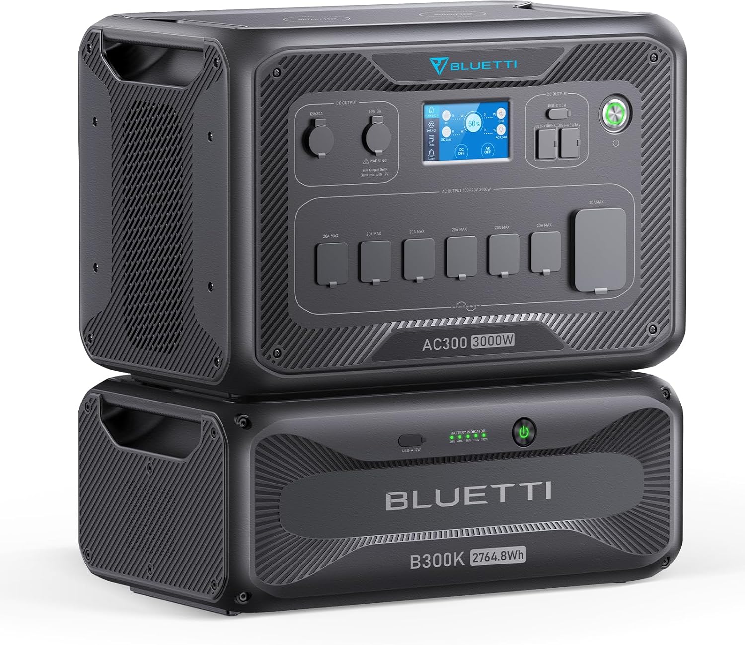 BLUETTI AC300 Power Station with B300K Expansion Battery, 2,764.8Wh LiFePO4 Power Station w/ 7 3,000W AC Outlets (6,000W Peak), Work with Alexa, Modular Home Battery Backup for Emergency, Vanlife