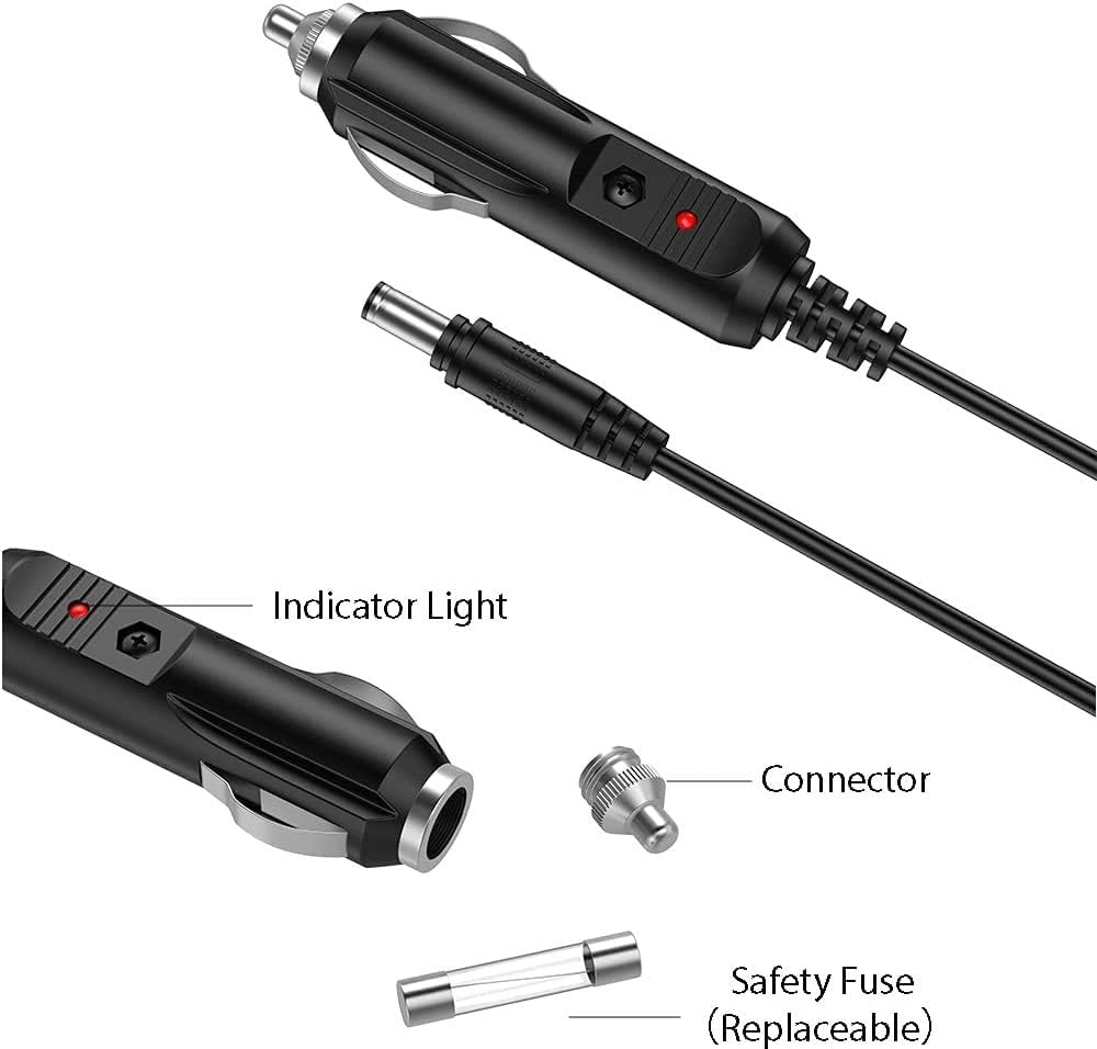 Car DC Adapter Compatible with Wagan 900A Battery Jump Starter air Compressor Item 2412 Jumper Auto Vehicle Boat RV Lighter Plug Power Supply Cord Cable Battery Charger