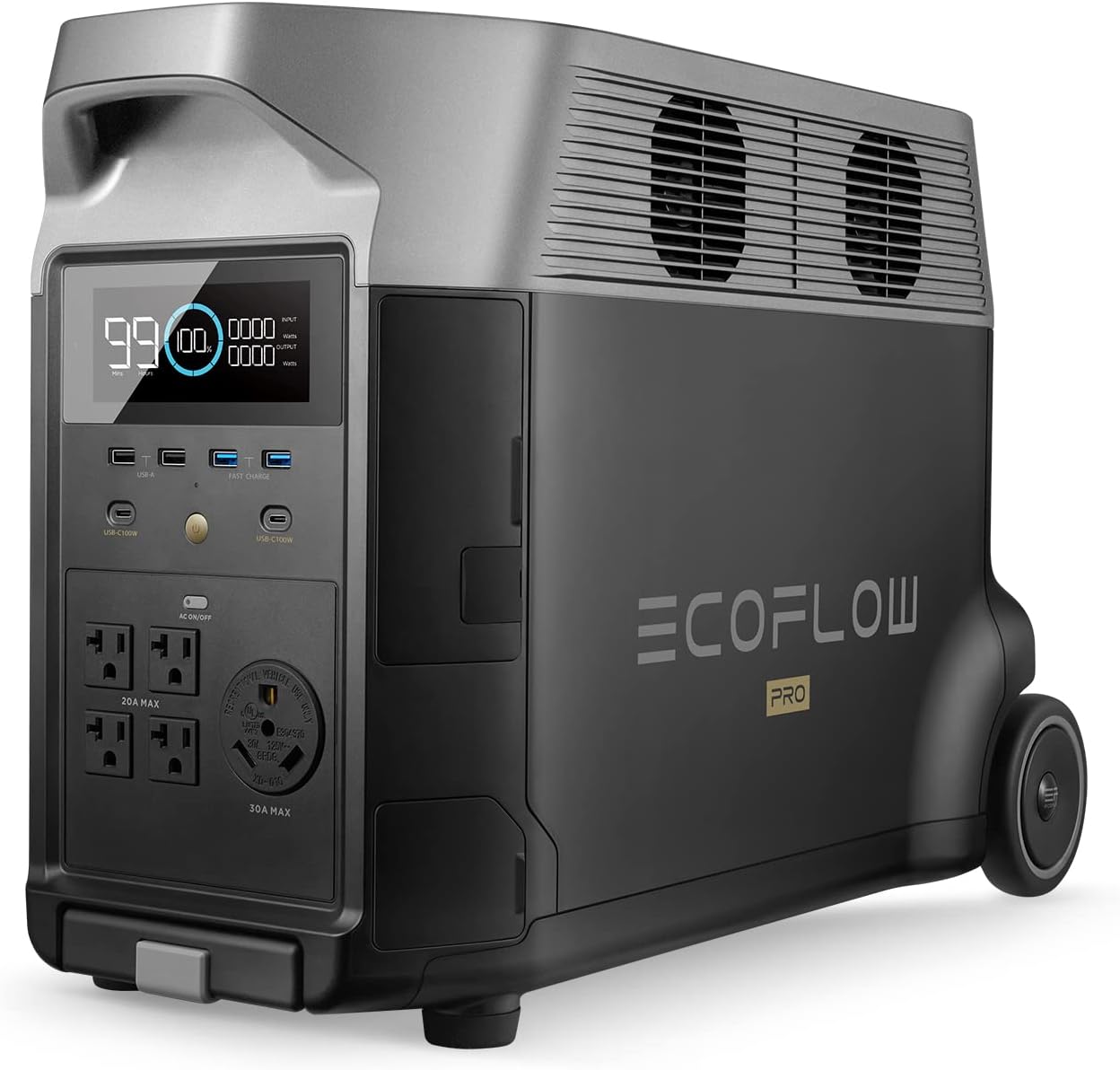 EF ECOFLOW Portable Power Station 3600Wh DELTA Pro, 120V AC Outlets x 5, 3600W, 2.7H Fast Charge, Lifepo4 Power Station, Solar Generator for Home Use, Power Outage, Camping, RV, Emergencies