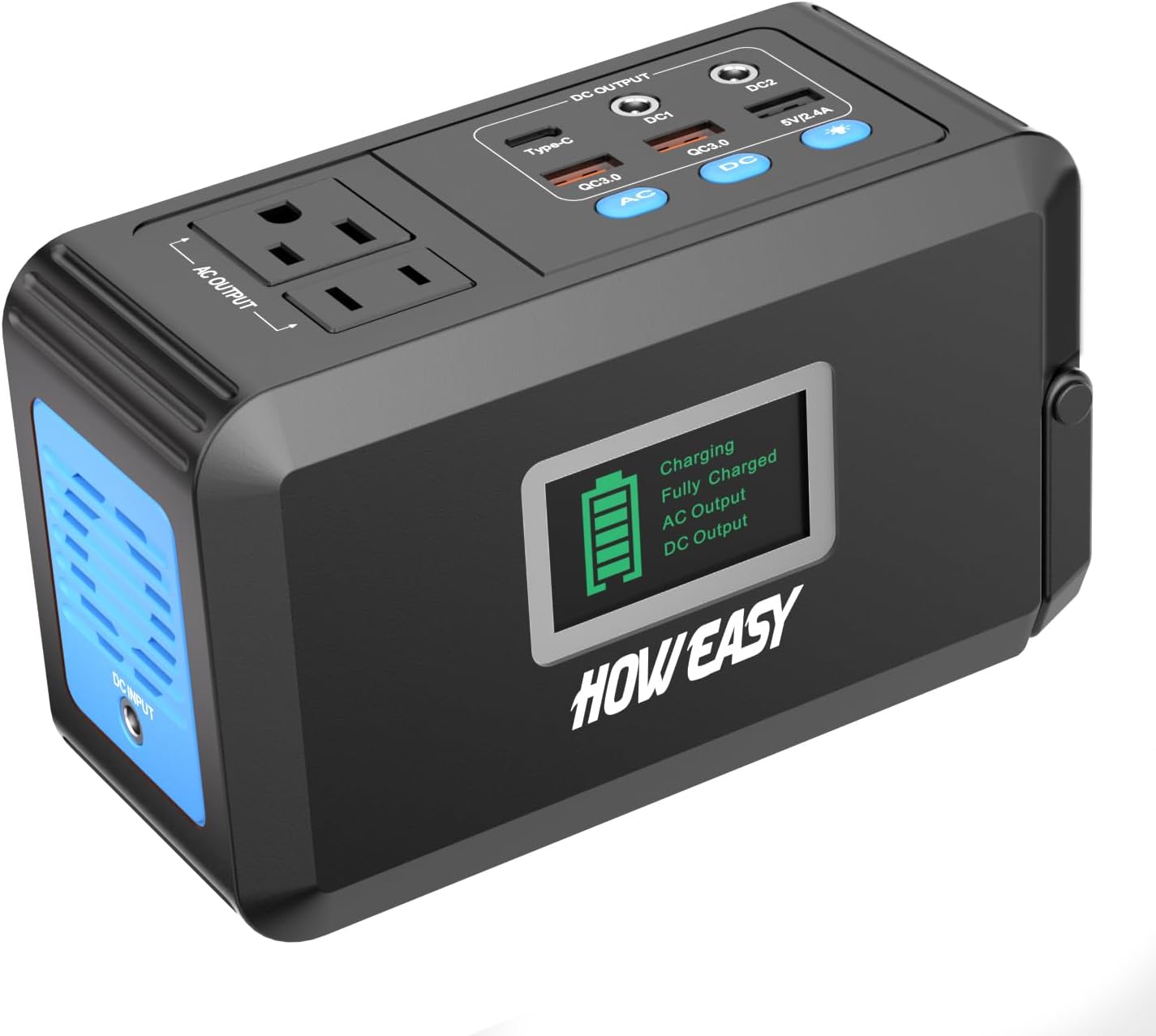 HOWEASY Portable Power Station, 88Wh Solar Generator, Lithium Battery Power with 110V AC 150W Peak Socket/DC/USB/LED Light for Outdoor Camping Trip Hunting Emergency（Solar Panel Not Included）