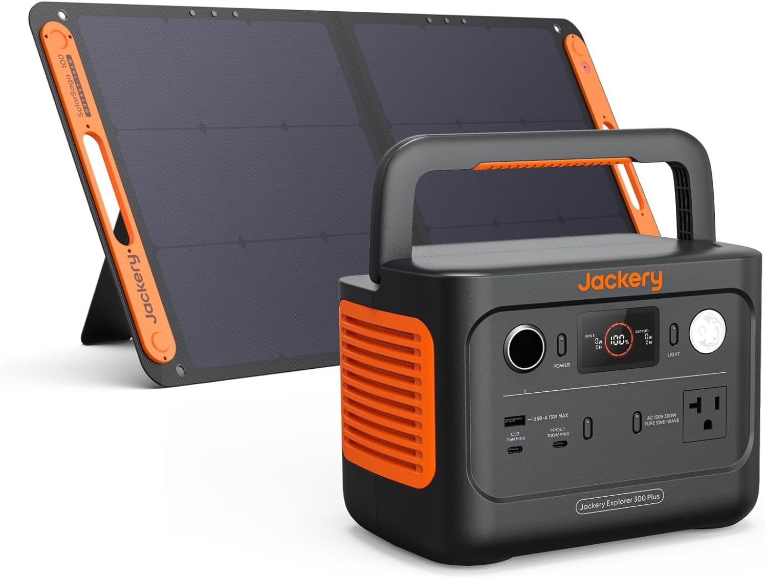 Jackery Explorer 300 Plus Portable Power Station, 288Wh Backup LiFePO4 Battery, 300W AC Outlet, 3.75 KG Solar Generator for RV, Outdoors, Camping, Traveling, and Emergencies (Solar Panel Optional)