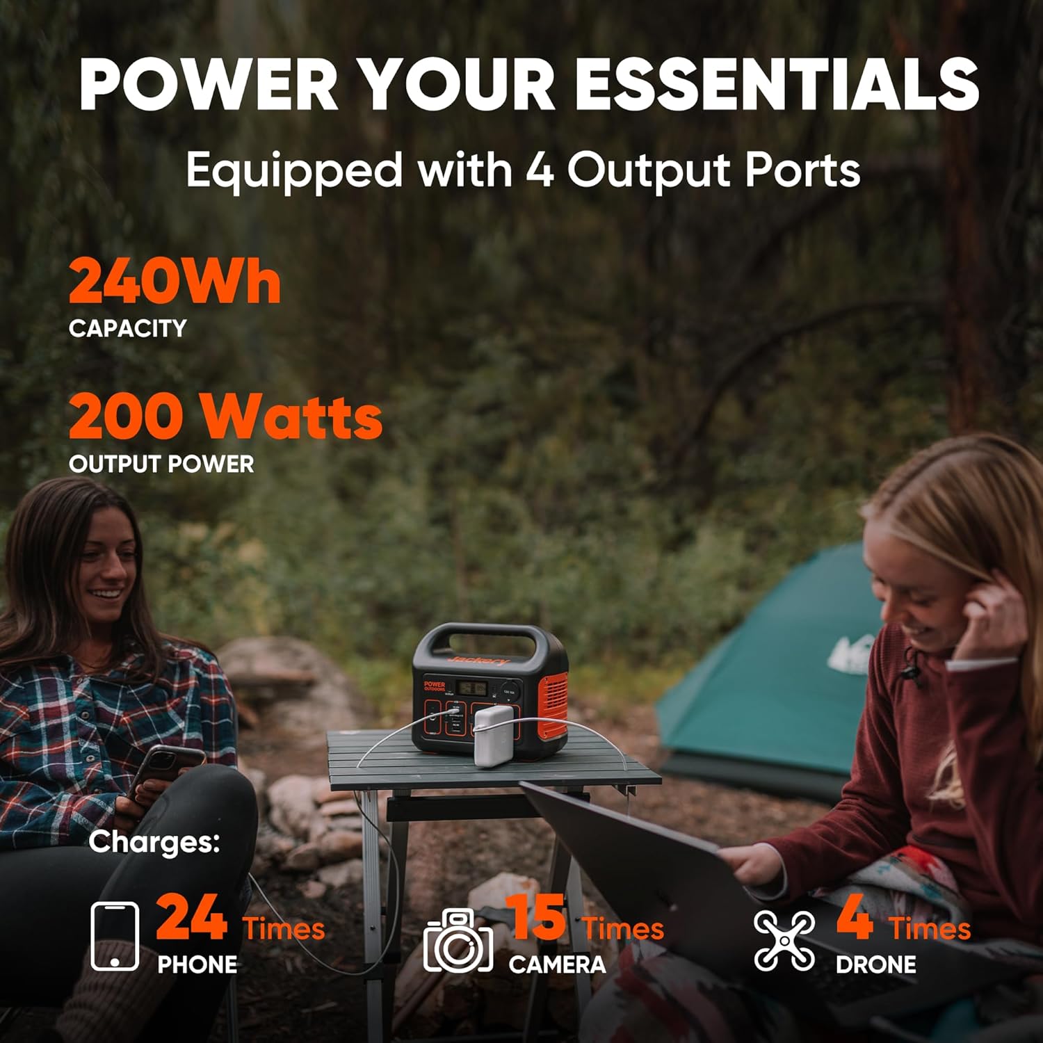 Jackery Portable Power Station Explorer 240, 240Wh Backup Lithium Battery, 110V/200W Pure Sine Wave AC Outlet, Solar Generator for Outdoors Camping Travelling and Emergencies. (Solar Panel Separate)