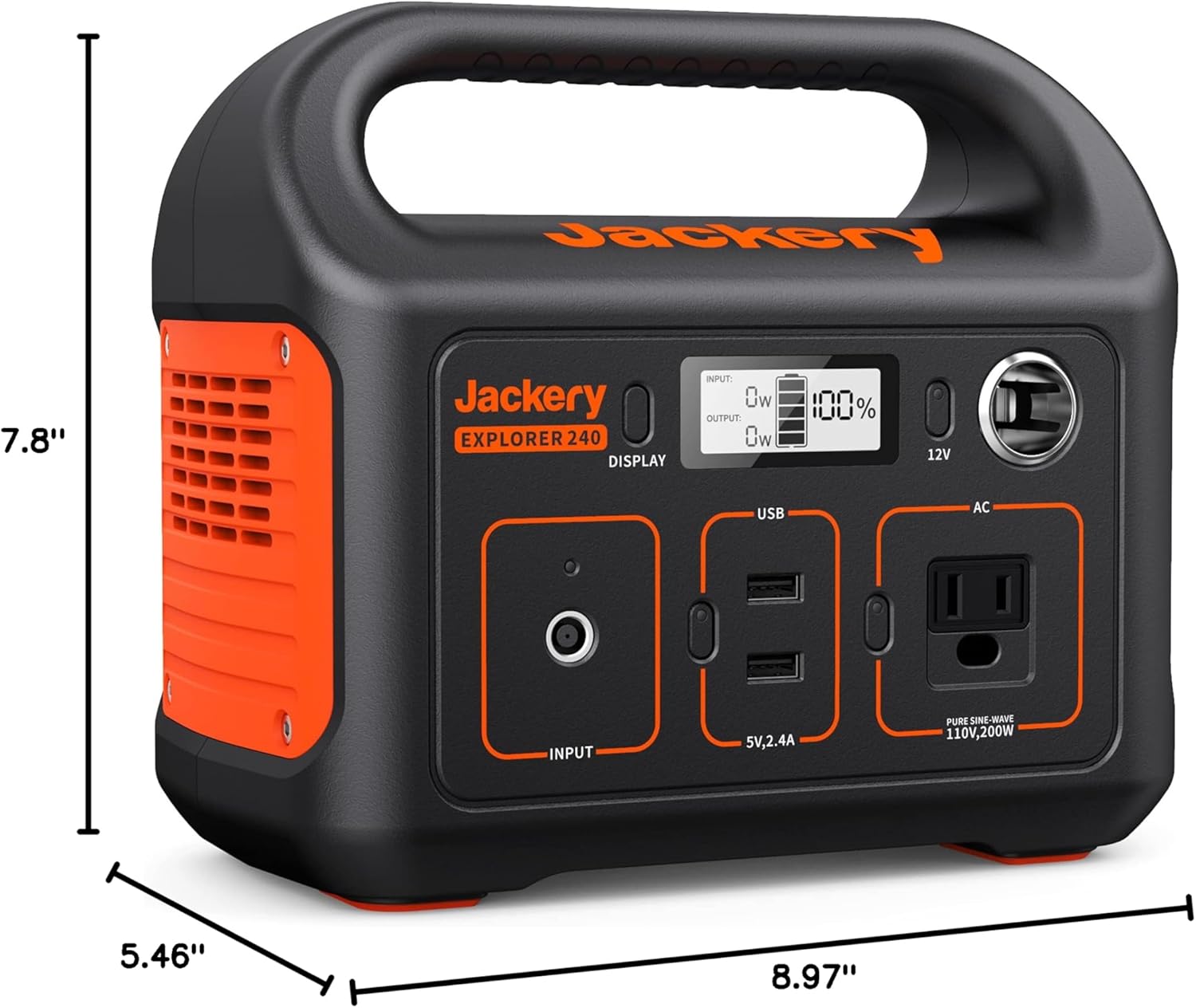 Jackery Portable Power Station Explorer 240, 240Wh Backup Lithium Battery, 110V/200W Pure Sine Wave AC Outlet, Solar Generator for Outdoors Camping Travelling and Emergencies. (Solar Panel Separate)