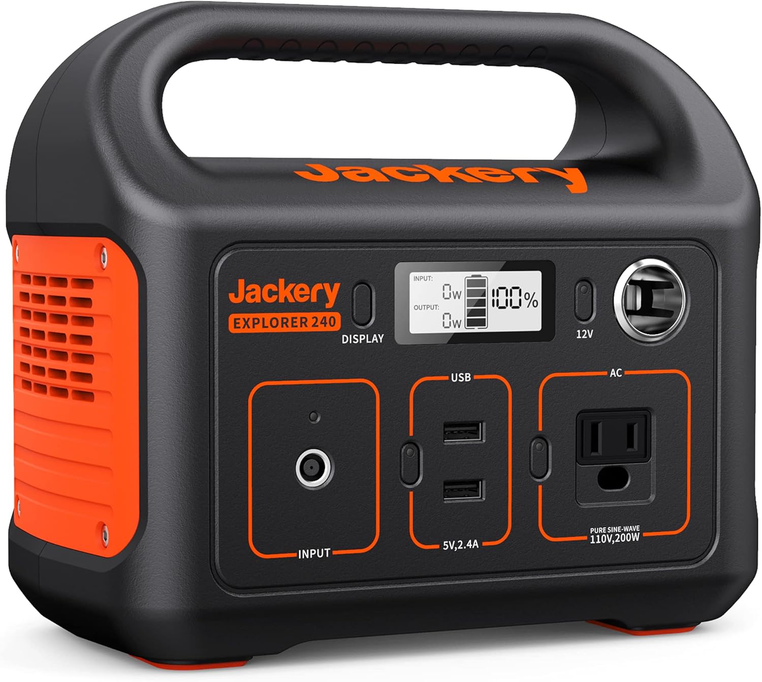 Jackery Portable Power Station Explorer 240, 240Wh Backup Lithium Battery, 110V/200W Pure Sine Wave AC Outlet, Solar Generator for Outdoors Camping Travelling and Emergencies. (Solar Panel Separate)