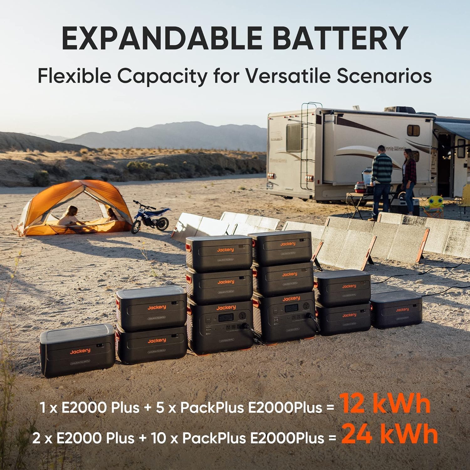 Jackery Solar Generator 2000 Plus 400W, 2042Wh LiFePO4 Battery 3000W Output, Portable Power Station with 2X200W Solar Panel, Fast Charging in 2H, Expandable for Outdoor RV Camping and Home Emergency