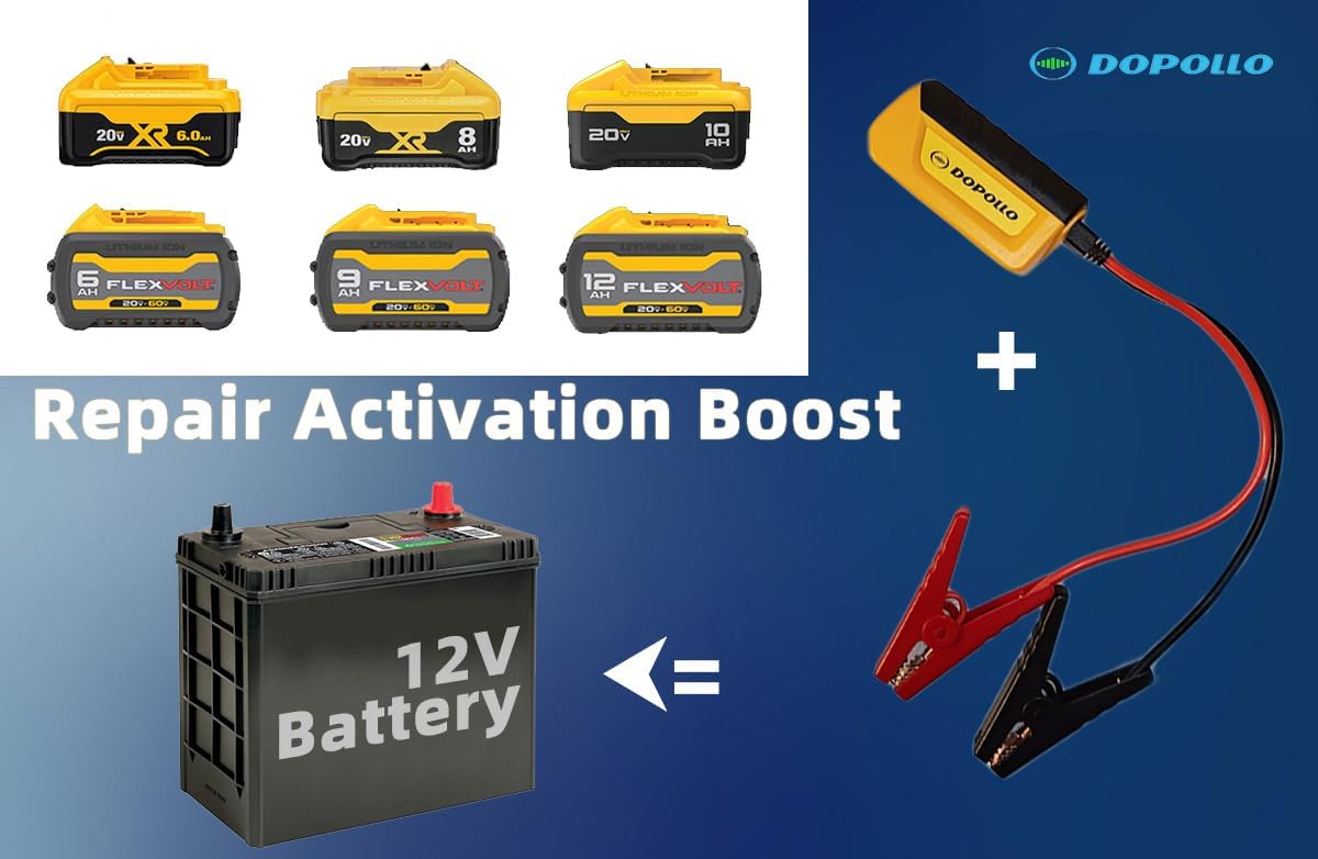 Multi Starter, Work with Dewalt 20V/60V Battery, Jump Start Adapter DJS20-DEW, Car Jump Starter，Battery Repair/Activation/Boost, for 6.0L Engines, USB Power Source