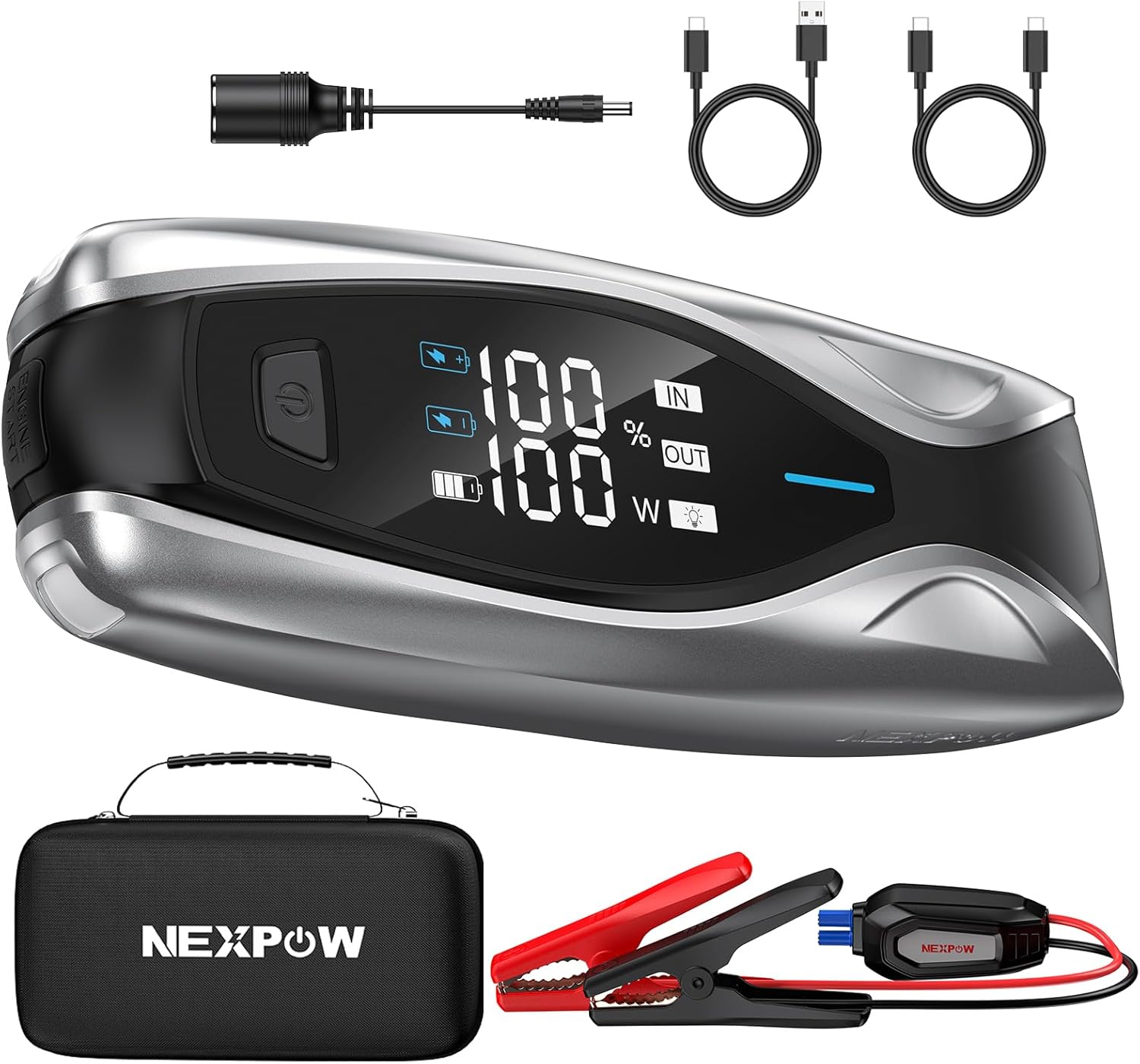 NEXPOW X7 3000A Jump Starter, Car Battery Jump Starter with PD 60W Dual-Way Faster Charging for 12L Gas/10L Diesel Engines, 12V Portable Jump Start Battery Pack, 3.2″ HD Display, IP63 Waterproof