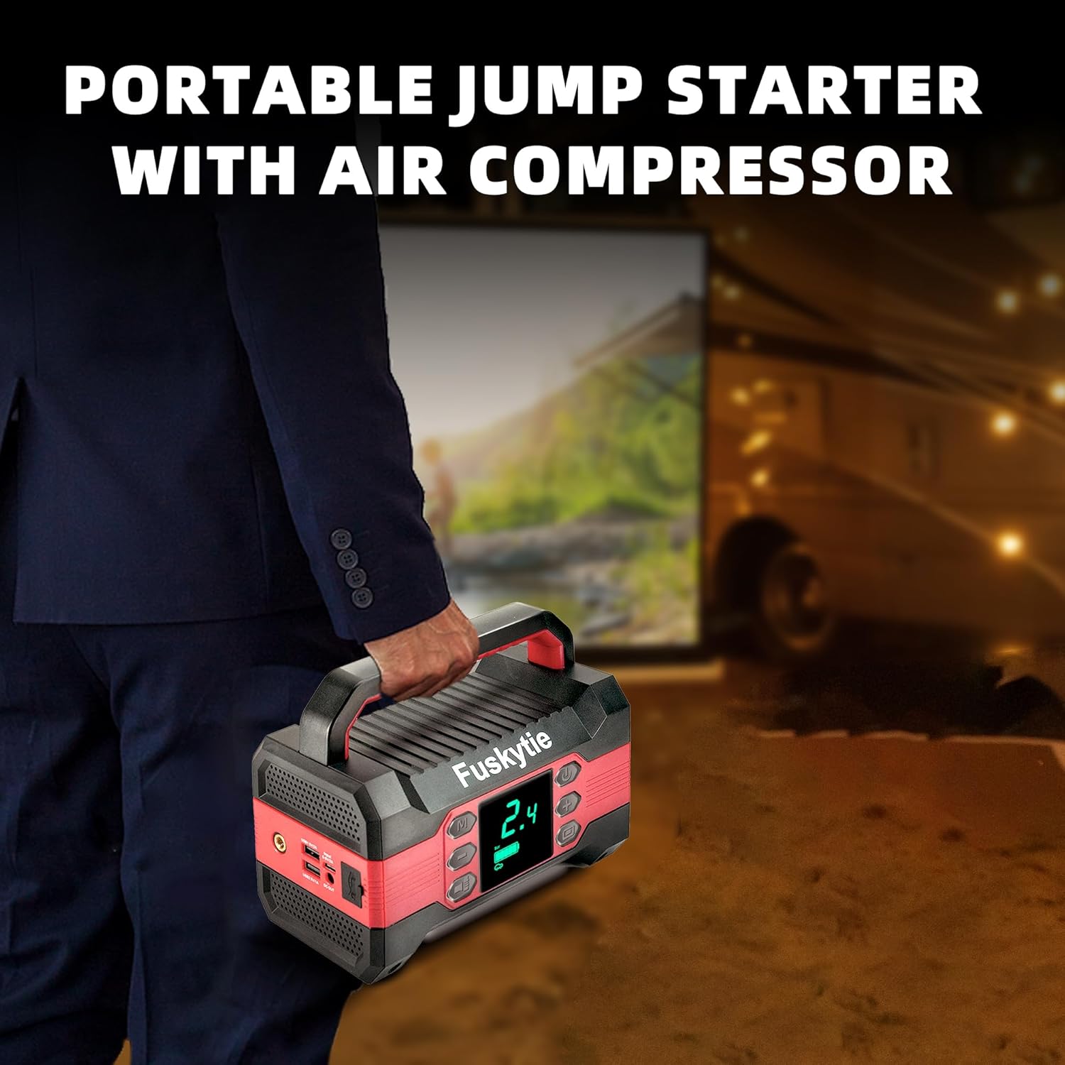 Portable Jump Starter with Air Compressor, 1000A Car Battery Digital Display Screen, Battery Boost Plus car Jump, Booster for Gasoline and Diesel Engines 12V Battery Pack Portable Jump Starter with Air Compressor, 1000A Car Battery Digital Display Screen, Battery Boost Plus car Jump, Booster for Gasoline and Diesel Engines 12V Battery Pack