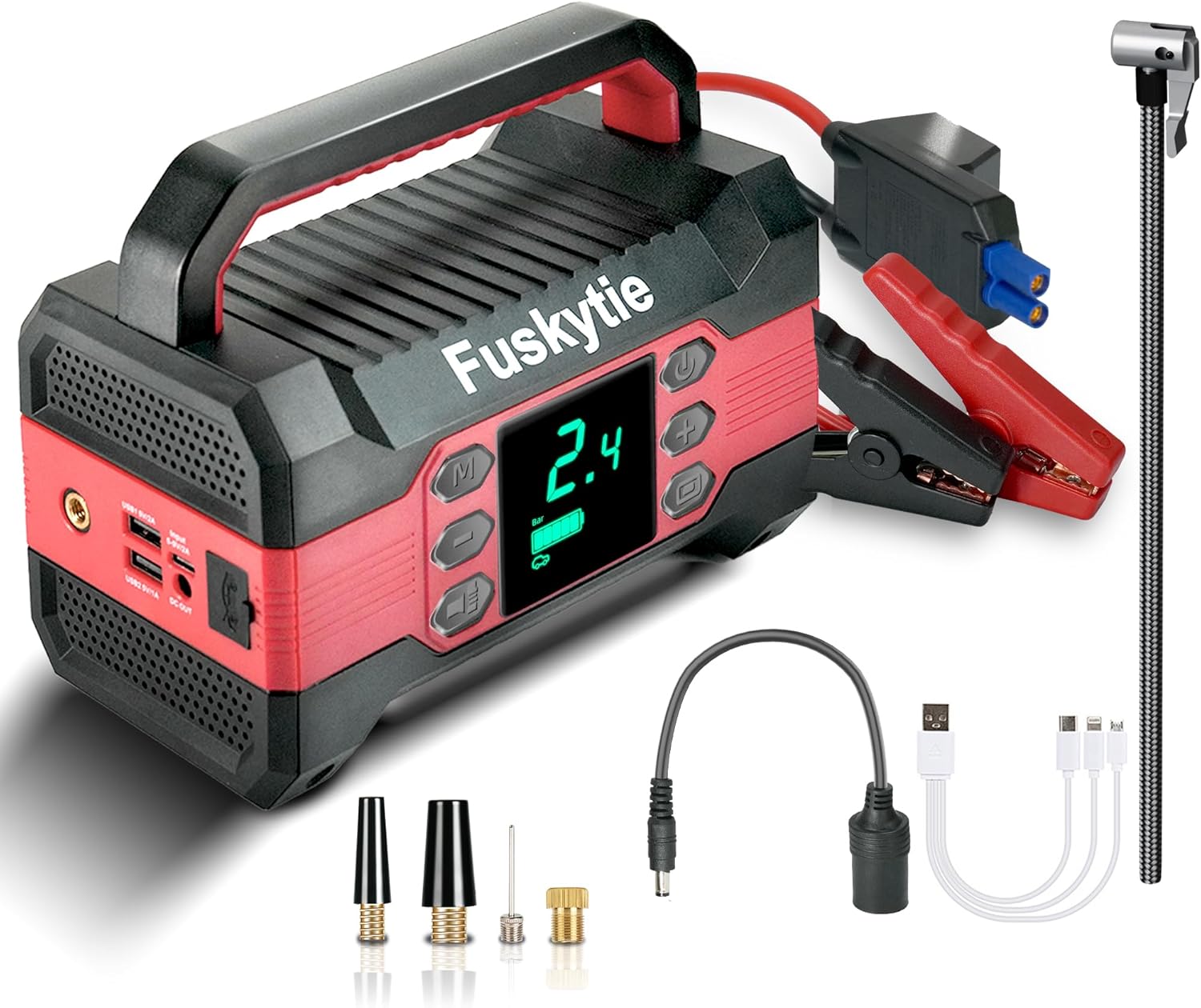 Portable Jump Starter with Air Compressor, 1000A Car Battery Digital Display Screen, Battery Boost Plus car Jump, Booster for Gasoline and Diesel Engines 12V Battery Pack Portable Jump Starter with Air Compressor, 1000A Car Battery Digital Display Screen, Battery Boost Plus car Jump, Booster for Gasoline and Diesel Engines 12V Battery Pack