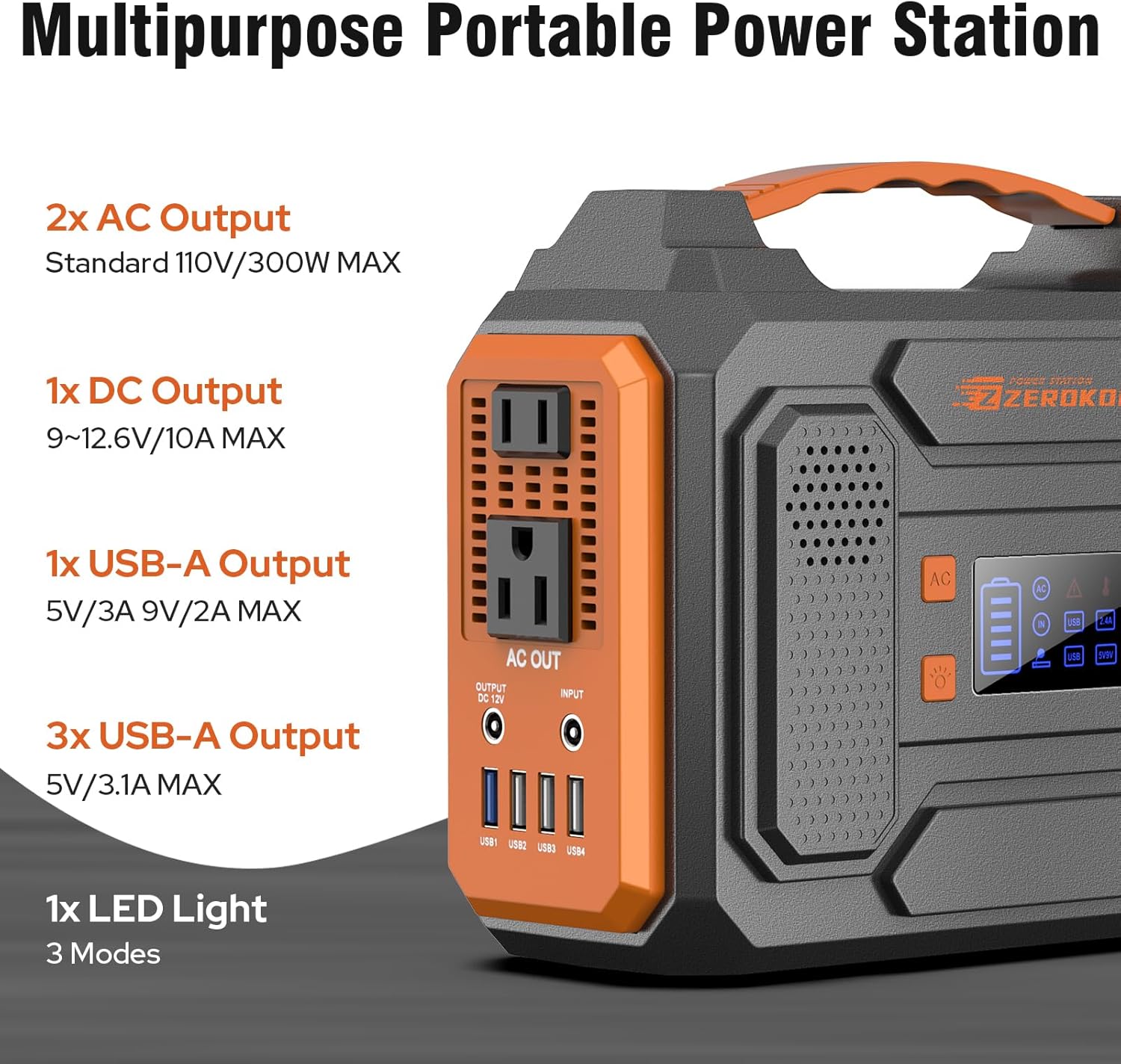 Portable Power Station 300W Solar Generator 280Wh (without Solar Panel), 110V Portable Power Bank with AC Outlet Pure Sine Wave, DC, USB QC3.0, External Lithium Battery Pack for Camping RV Home Use