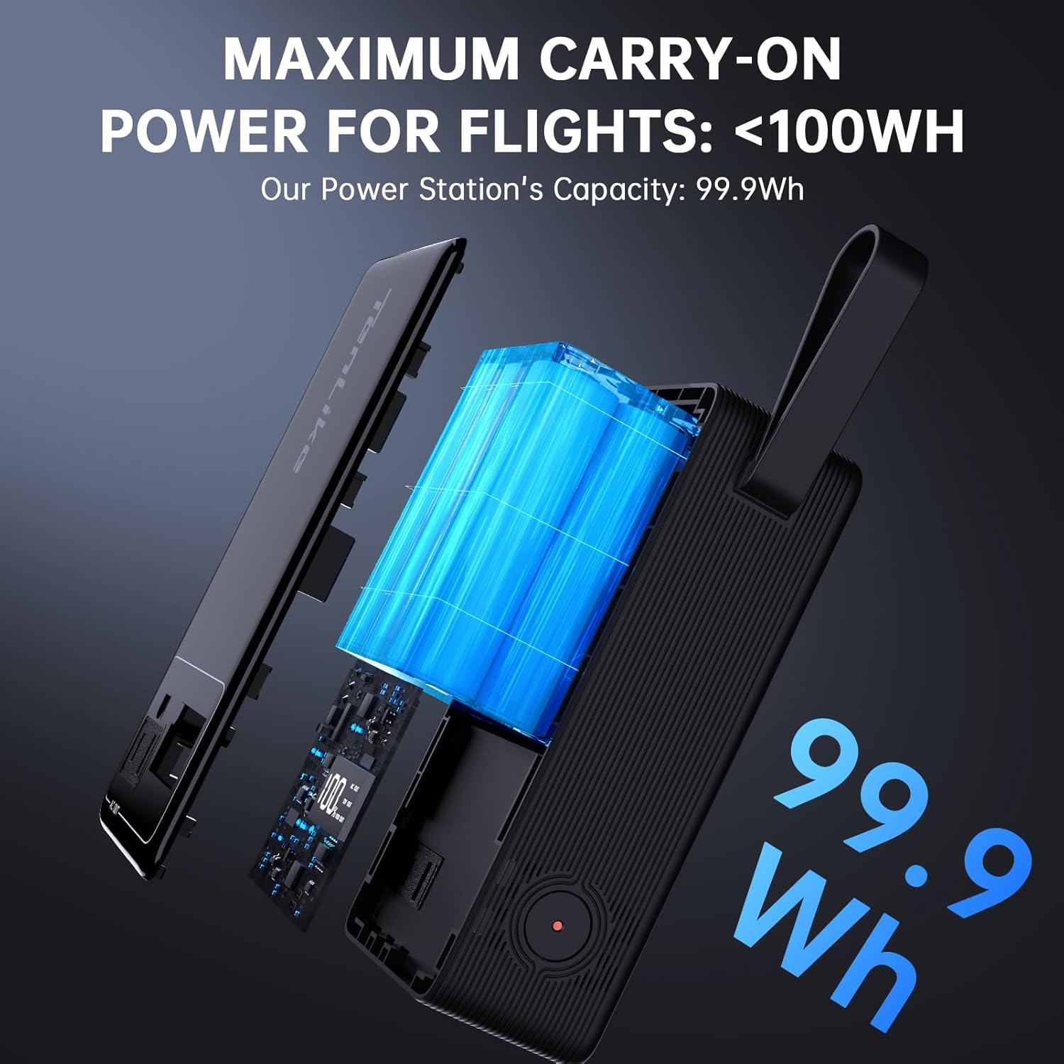 Portable Power Station 99.9Wh Power Bank for Camping Essentials Small Electric Generator Large Lithium Battery with 110V 120W AC Plug in Output 60W Type-C Laptop Home Backup Outdoor Emergency, Black