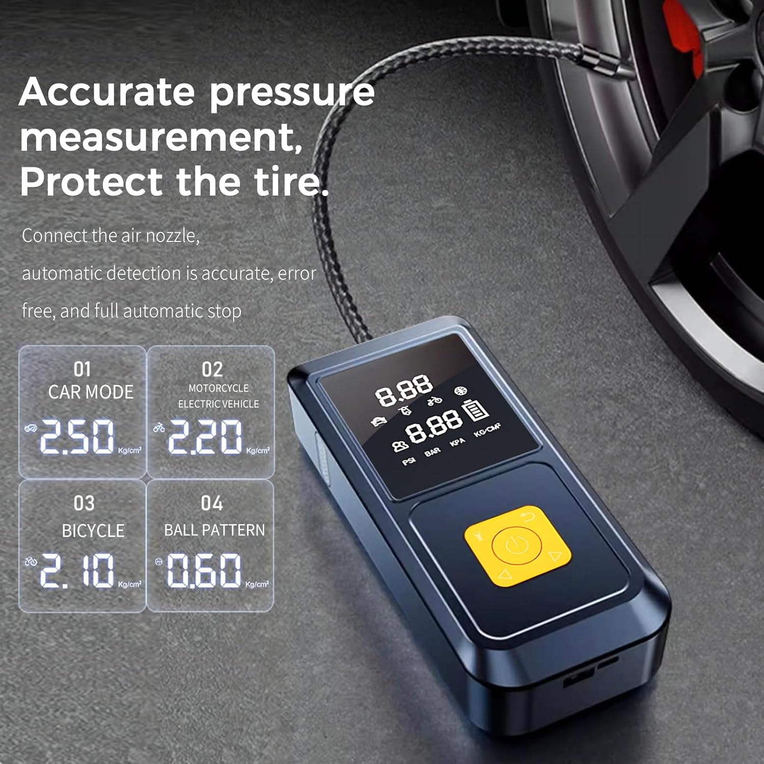 Portable Tire Inflator Air Compressor with Car Jump Starter, 120 PSI Tire Pump 8000mAh Power Bank Charger, Smart Cordless Air Pump for Car Tires/Truck/SUV/Bike/Motorcycle