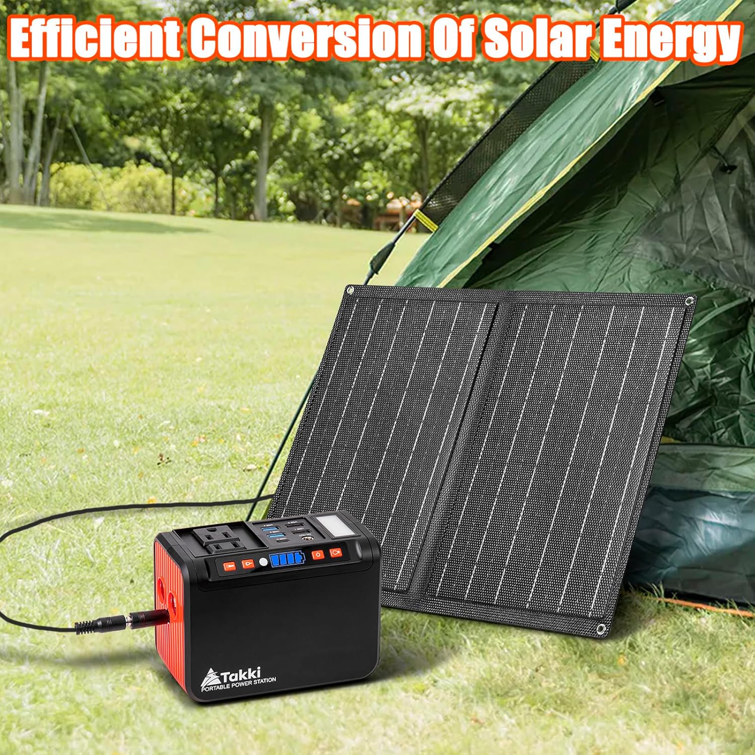 Takki Portable Power Station 88Wh Solar Generator Power Bank with 110V AC DC USB Ports  LED Flashlight, Battery Backup for Camping, Home, Emergency(Without Solar Panel)