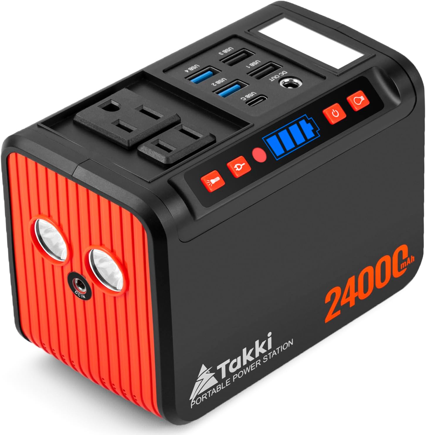 Takki Portable Power Station 88Wh Solar Generator Power Bank with 110V AC DC USB Ports  LED Flashlight, Battery Backup for Camping, Home, Emergency(Without Solar Panel)