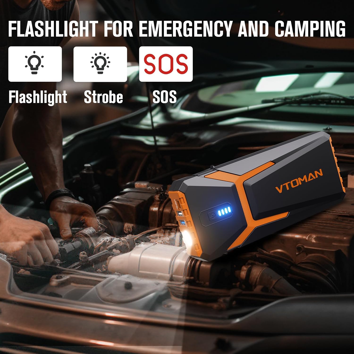 VTOMAN V10 Pro Jump Starter, 4500A Portable Car Starter and VTOMAN X1 Jump Starter with Air Compressor