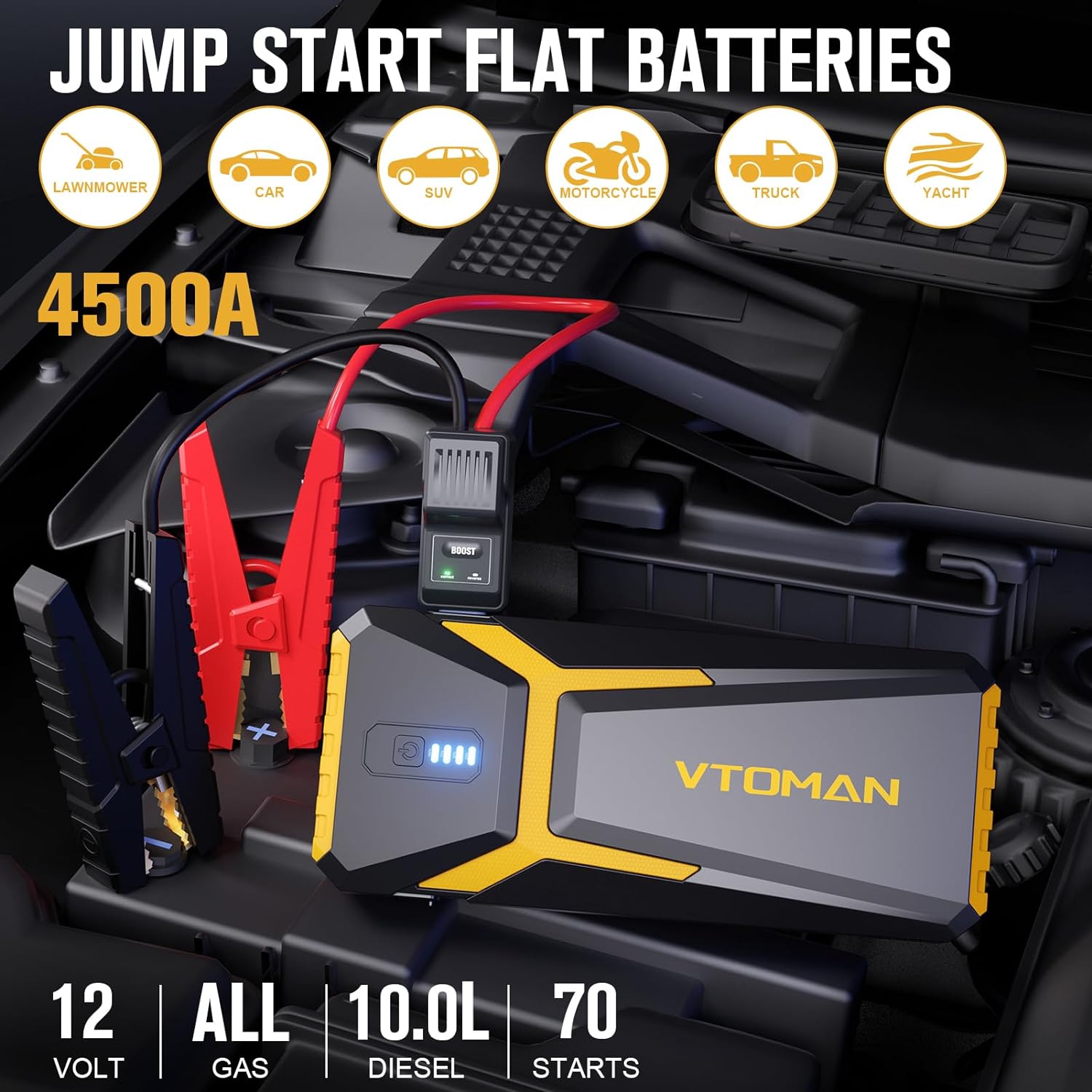 VTOMAN X1 Jump Starter with Air Compressor and VTOMAN V10 Pro Jump Starter, 4500A Portable Car Starter