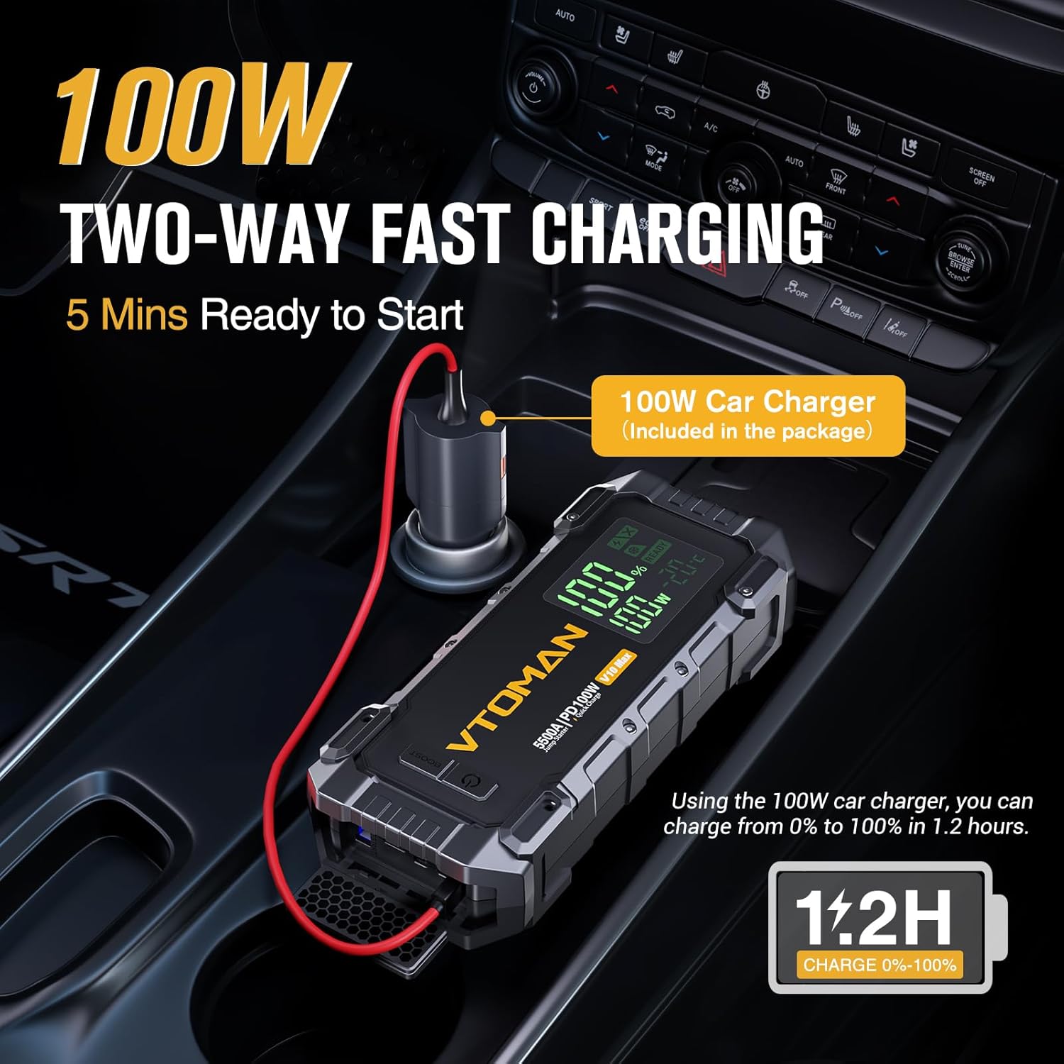 VTOMAN X1 Jump Starter with Air Compressor+V10 Max 5500A Jump Starter 100W Two-Way Fast-Charging