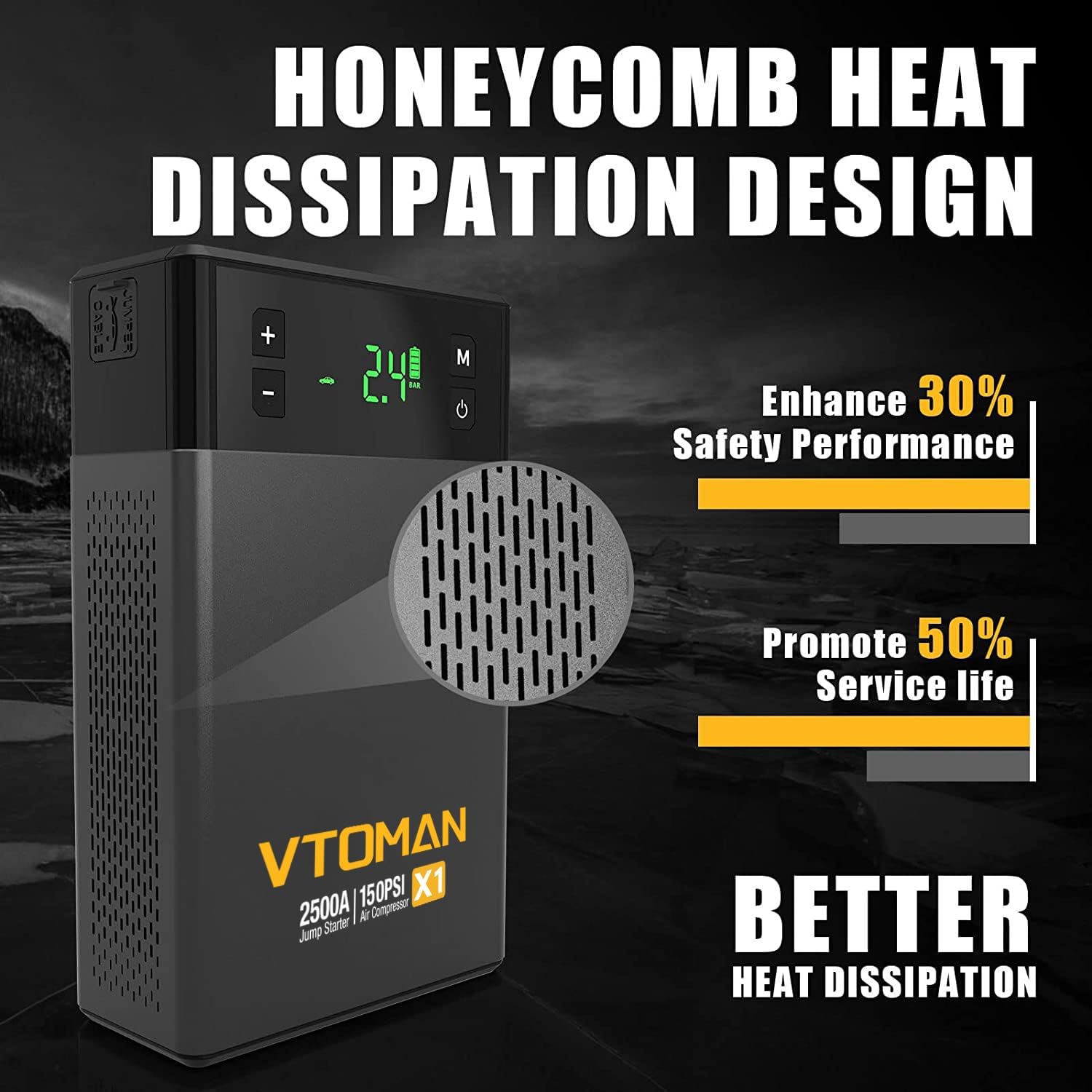 VTOMAN X1 Jump Starter with Air Compressor+V10 Max 5500A Jump Starter 100W Two-Way Fast-Charging