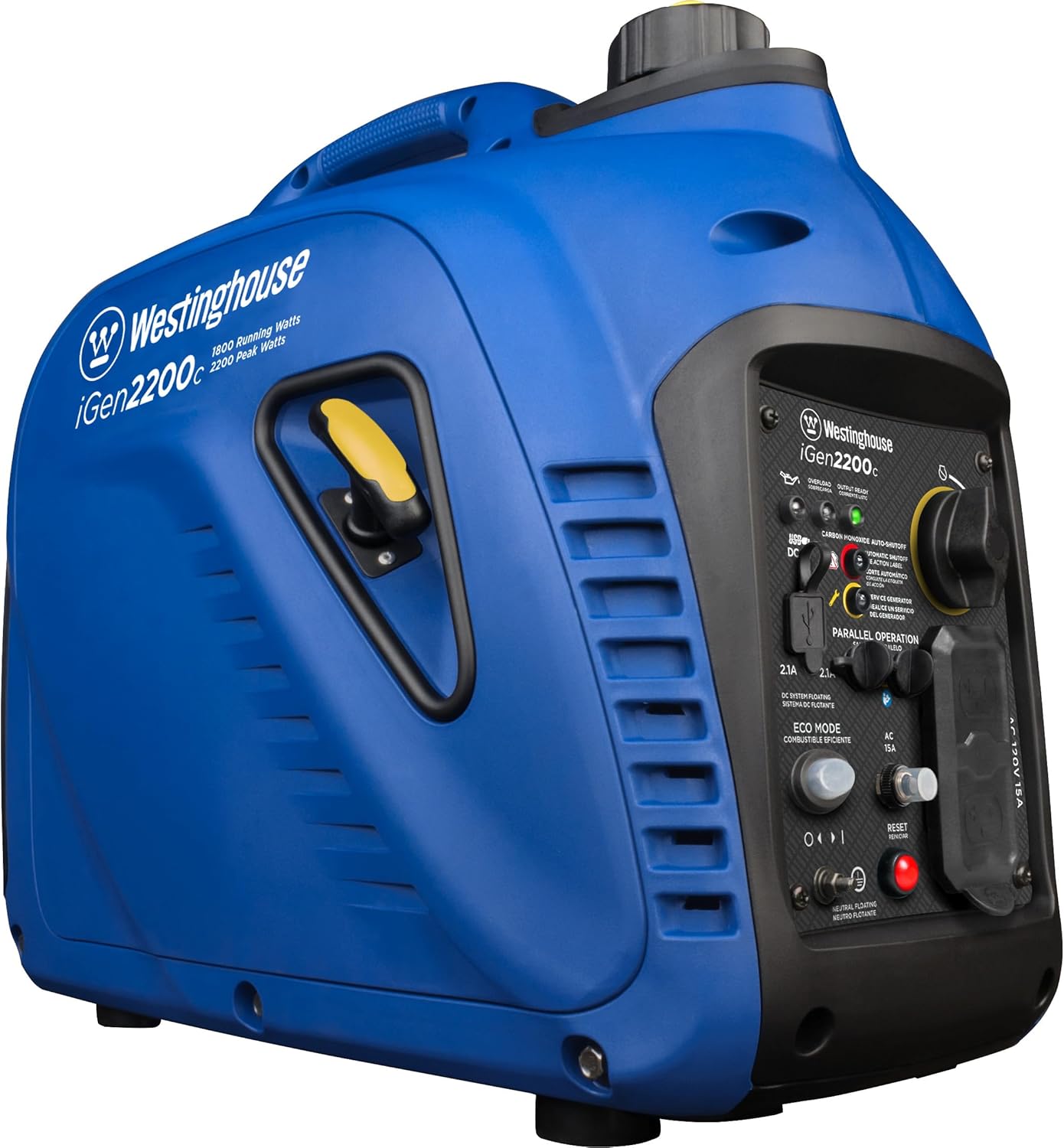 Westinghouse 1500 Peak Watt Super Quiet  Lightweight Portable Inverter Generator, Gas Powered, CO Sensor, Parallel Capable, Long Run Time,Blue