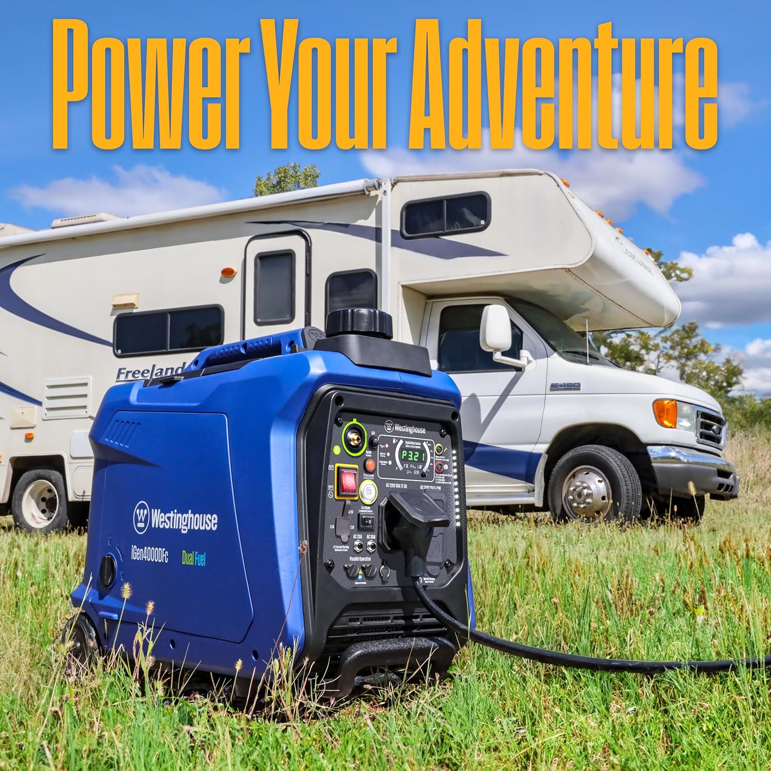 Westinghouse Outdoor Power Equipment 4000 Peak Watt Super Quiet Dual Fuel Portable Inverter Generator, Remote Electric Start, Gas  Propane Powered, RV Ready, CO Sensor, Parallel Capable