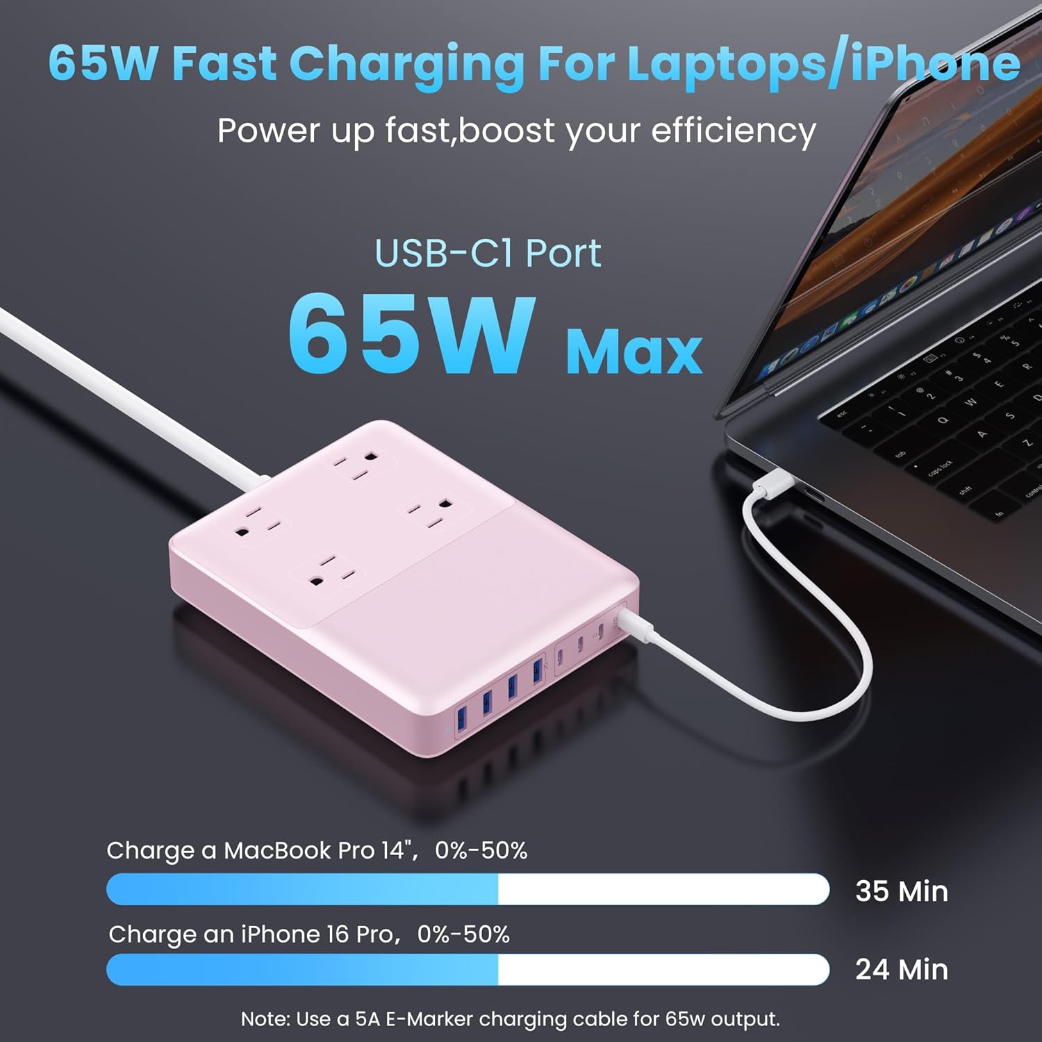 12-in-1 Charging Station USB C Power Strip with 5ft Cord and Plug,200W GaN IV USB C Charger Block,4 AC Outlets,4 USB-A,4 USB-C for MacBook,iPhone 16/15/14,Fast Charging Desktop Charger for Office,Home