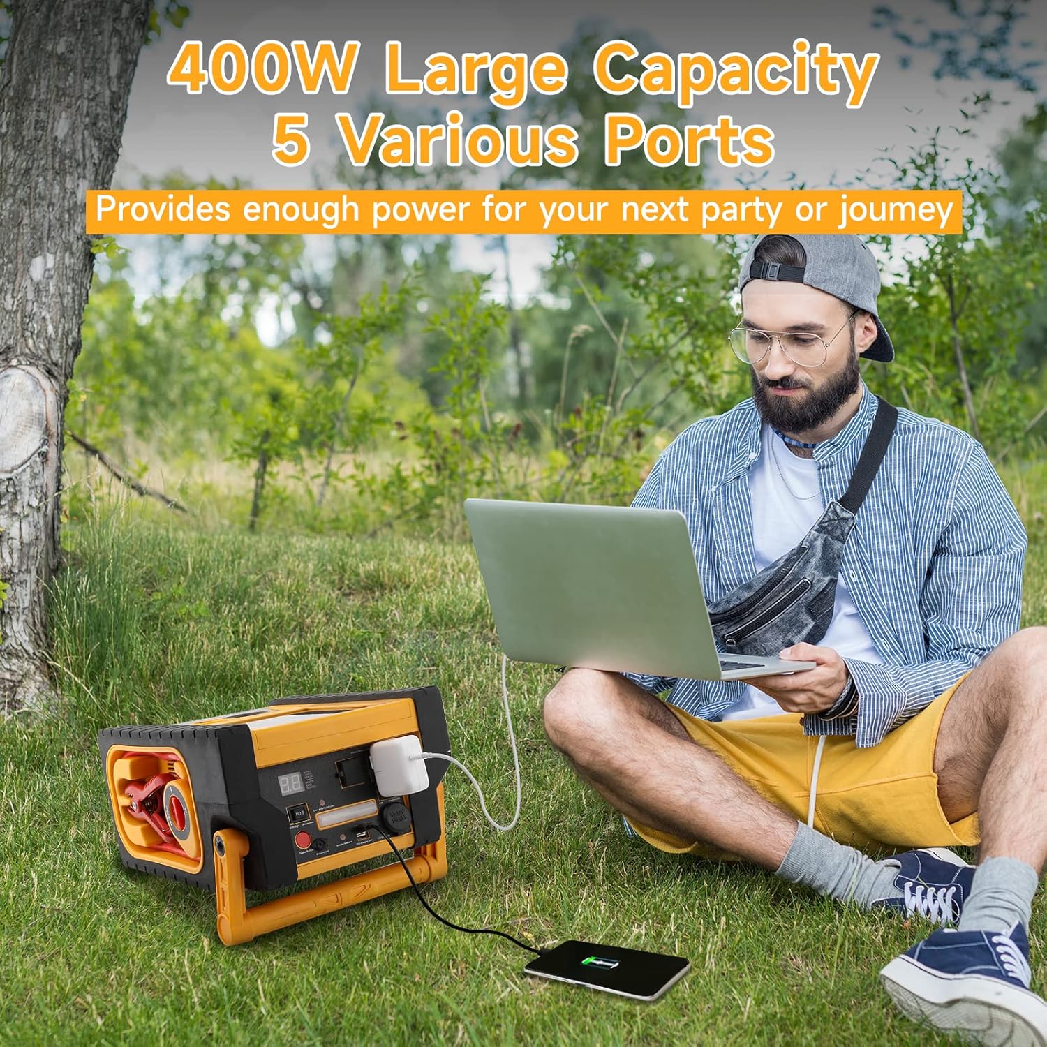 2000A Car Battery Jump Starter with Air Compressor, Solar Portable Power Station,12V Car Battery Charger with 400W Inverter Dual AC/DC/USB Output,Jump Box for Car Battery with Flashlights