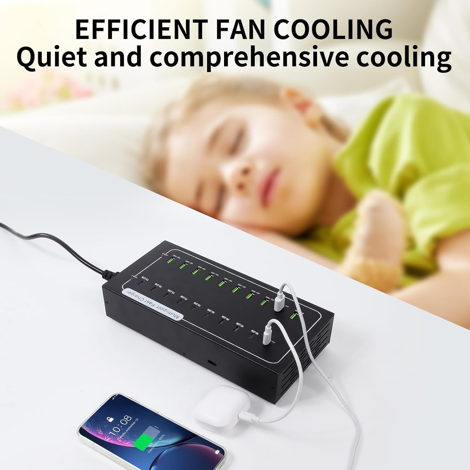430W USB Charging Station, 20 Port Fast Charging Station for Multiple Devices, PD3.0/QC4.0 Multi-Protocol, Smart Power Delivery  Overload Protection for iPhone, iPad, Tablet, and More