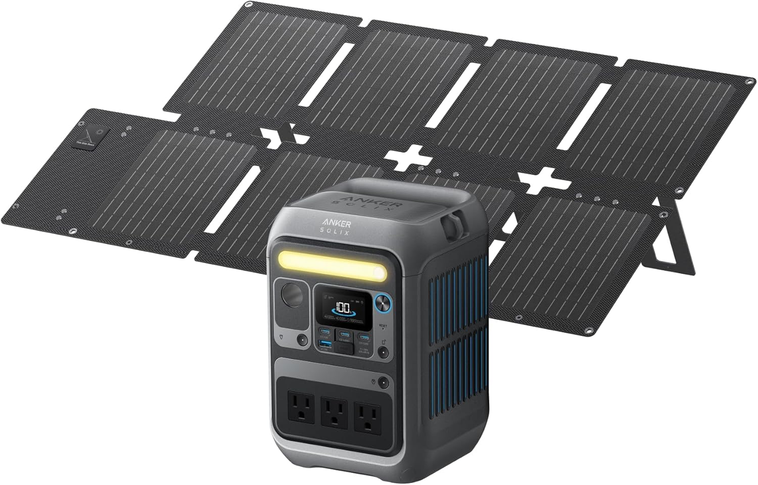 Anker SOLIX C300 Portable Power Station, Outdoor 288Wh LiFePO4 Battery, 300W (600W Surge) Solar Generator, 140W Two-Way Fast Charging, for Camping, Traveling, and Emergencies (with 60W Solar Panel)