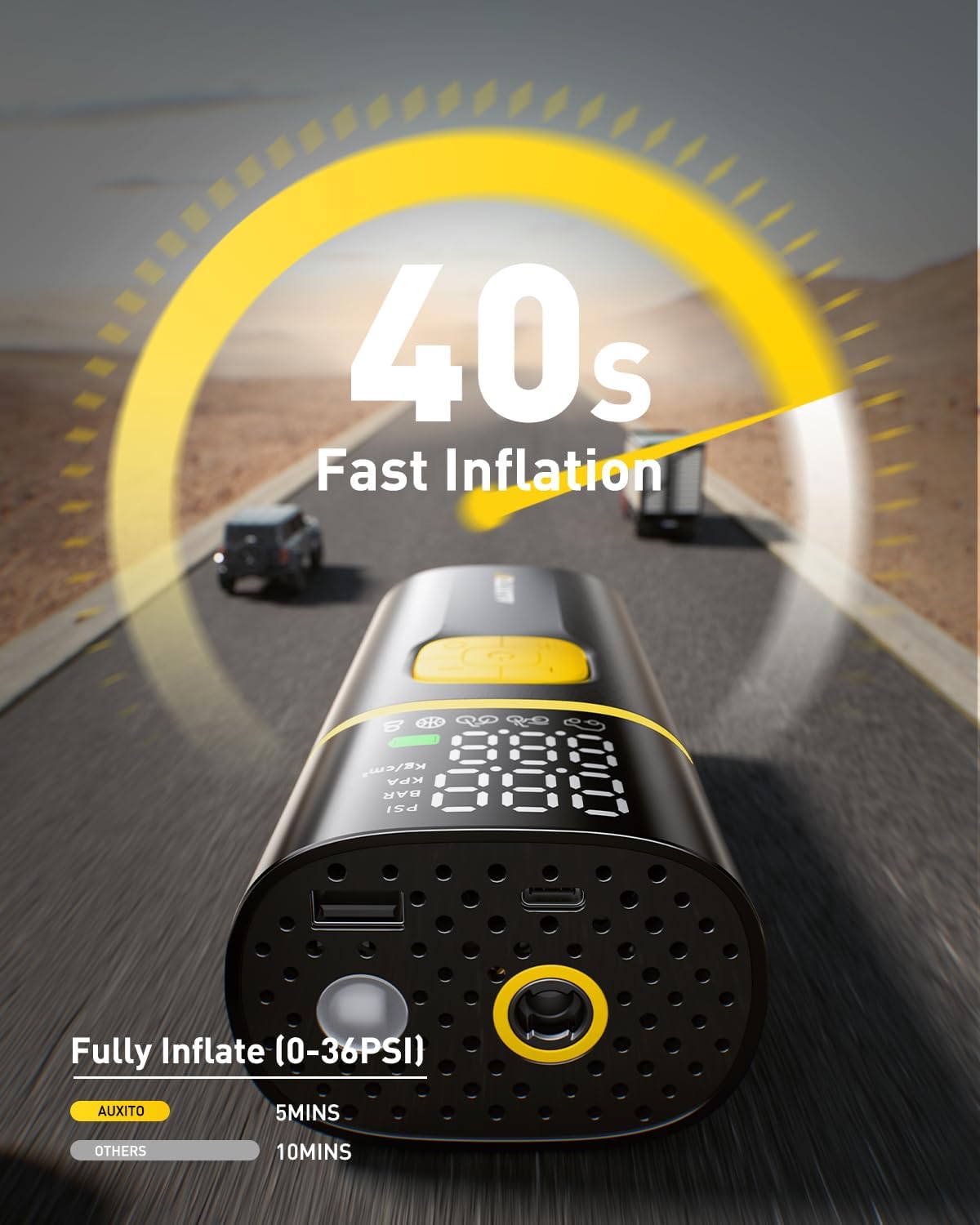 AUXITO A502 Tire Inflator Portable Air Compressor  AUXITO Jump Starter 7000A Portable Car Battery Jumper