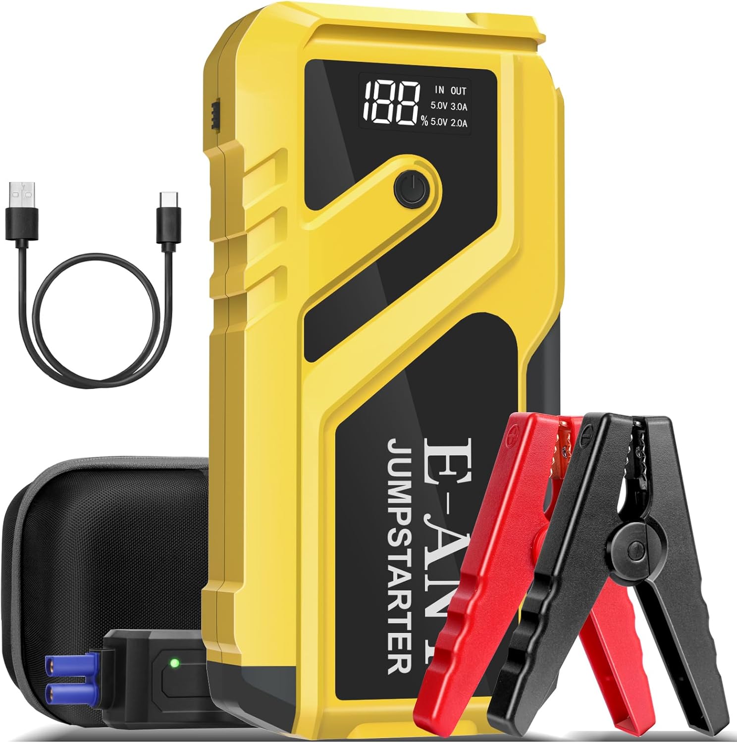 E-Ant COCY-023 Car Jump Starter 3000A, 12V Emergency Jump Starter Battery Pack for Up to 8L Gas/5L Diesel Engine, Portable Battery Booster Jump Box Power Bank with USB QC 3.0, Storage Case, LED Light