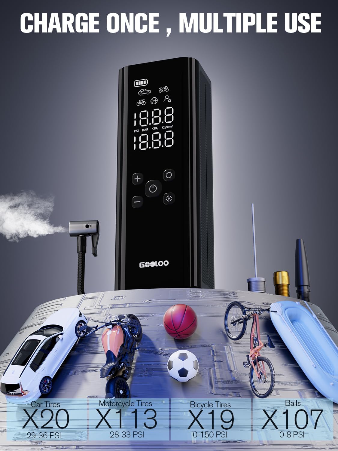 GOOLOO 4000A Peak Car Jump Starter 12V Auto Battery Booster SuperSafe Lithium Jump Box  GOOLOO GT150 Tire Inflator Portable Air Compressor