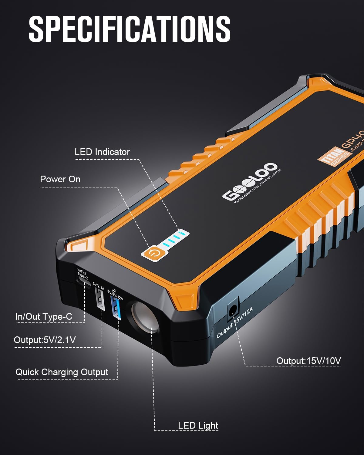 GOOLOO 4000A Peak Car Jump Starter 12V Auto Battery Booster SuperSafe Lithium Jump Box  GOOLOO GT150 Tire Inflator Portable Air Compressor