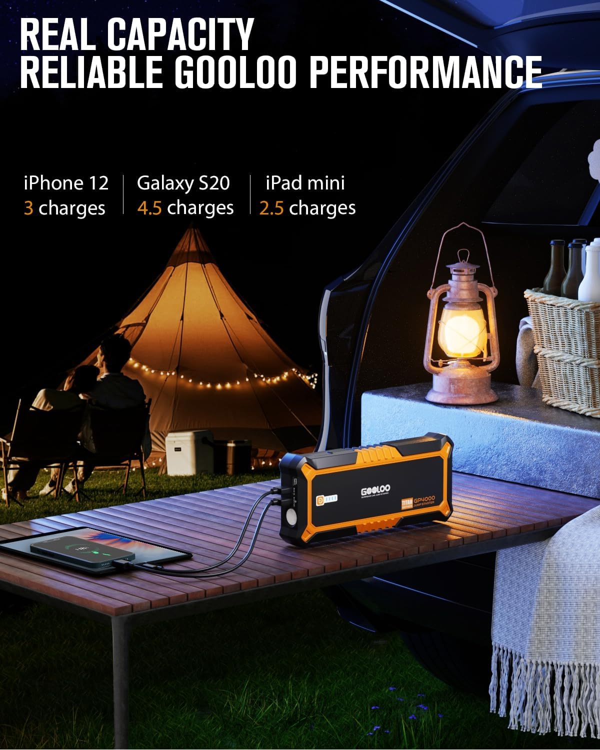 GOOLOO 4000A Peak Car Jump Starter  A3 Jump Starter with Air Compressor, 3000A Portable Car Battery Booster (9.0 Gas/6.5L Diesel) with 150PSI Auto-Shutoff Tire Inflator