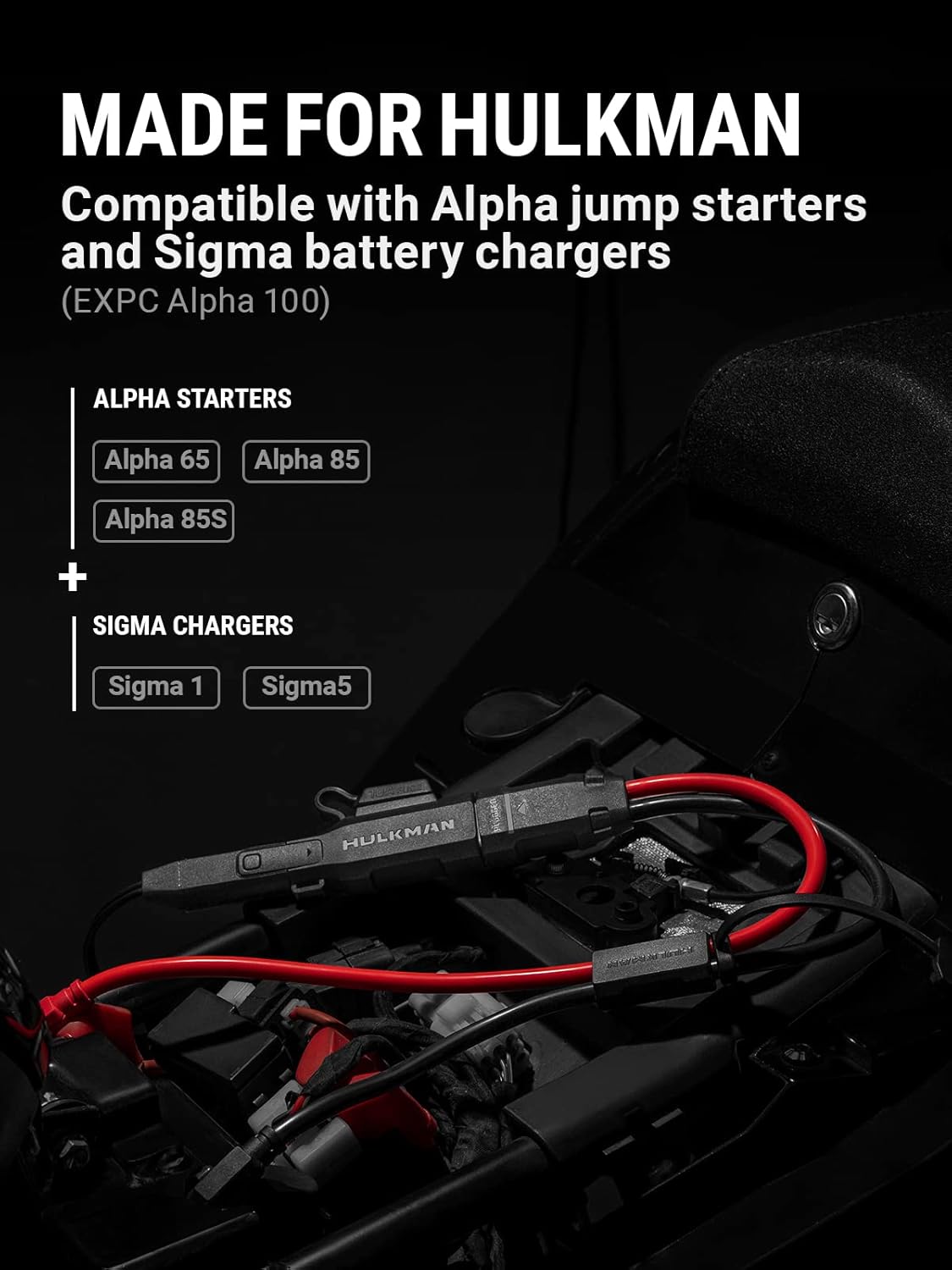 Hulkman AlphaC02 Battery Conversion Cable Exclusively Designed for Alpha 65/ Alpha 85/ Alpha 85S Jump Starter and Sigma 1/ Sigma 5 Battery Charger