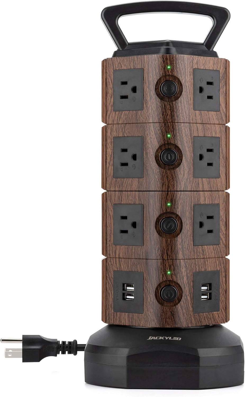 Power Strip Tower Surge Protector, JACKYLED 12 Outlets 6 USB (2 USB C) Charging Station, Extension Cord with Multiple Outlets, 1050J 1625W/13A Outlet Extender 6.5ft Extension Cord for Home Office