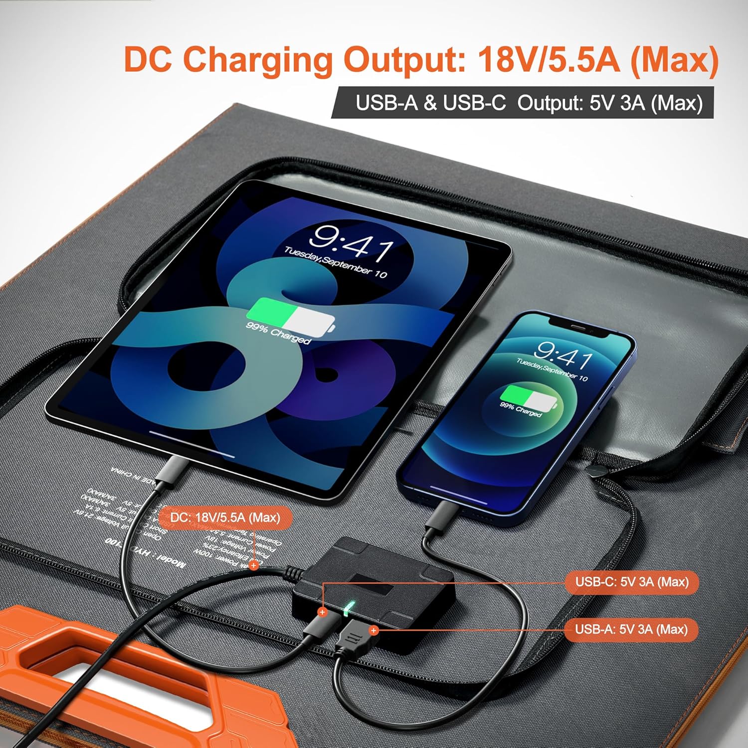 Upgraded 100W Portable Solar Panel for Power Station, Monocrystalline Foldable 100 Watt 18V Solar Panel Charger for Camping, High Efficiency IP65 Waterproof for Outdoor RV Trip