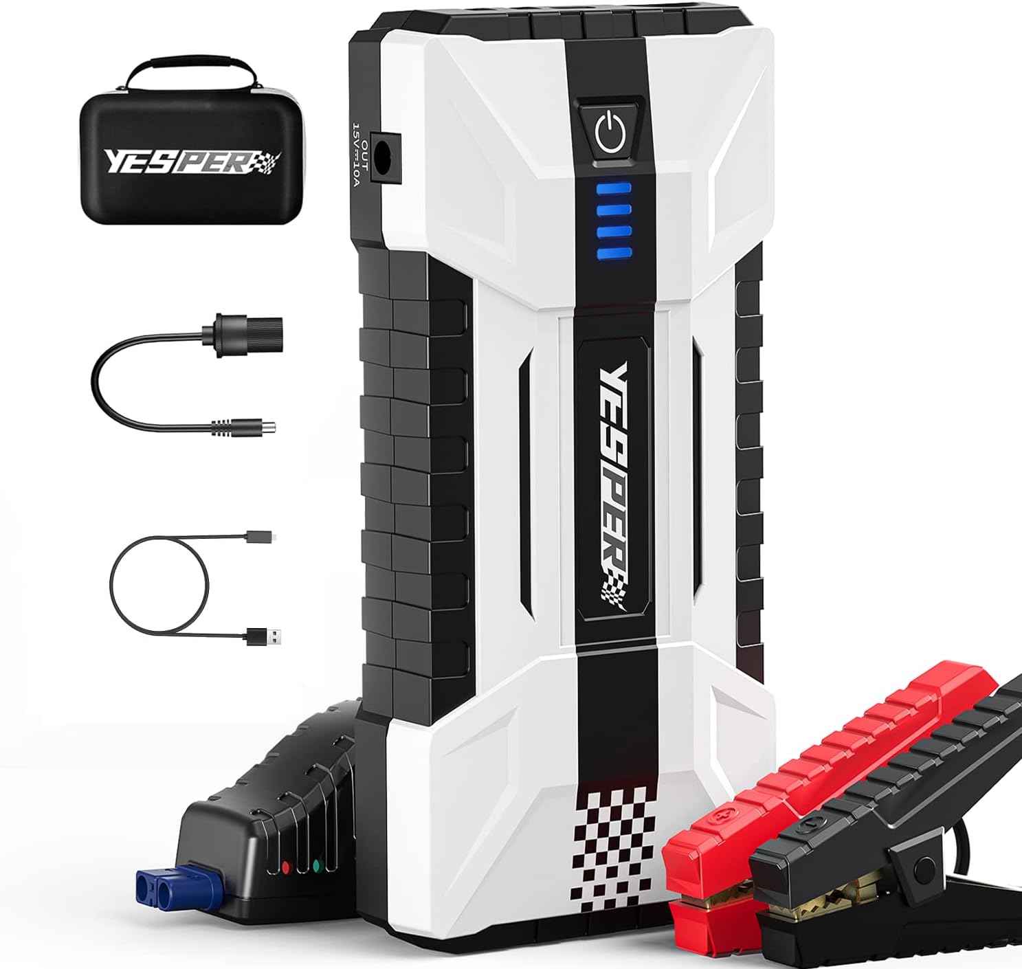 YESPER Car Jump Starter 6000A Peak, Portable 12V/24V Heavy Duty Truck Jumper Box, 58800mAh Battery Power Station Jump Pack(Up to All Gas/Diesel Engine), with Quick Charge AC Adapter, LED Lights