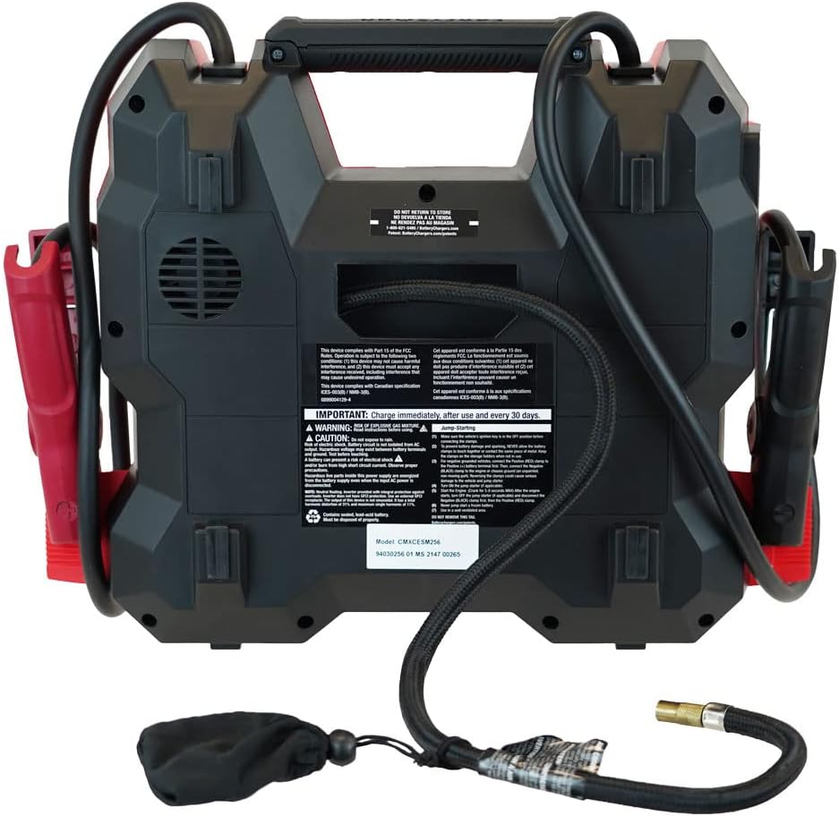 CRAFTSMAN Jump Starter and Portable Power Station, 100-PSI Air Compressor, CMXCESM256, 5-in-1, 1200 Amps, 12 Volt, 200 Continuous Watt Inverter, DC Outlet, AC Outlet, 4 USB Ports
